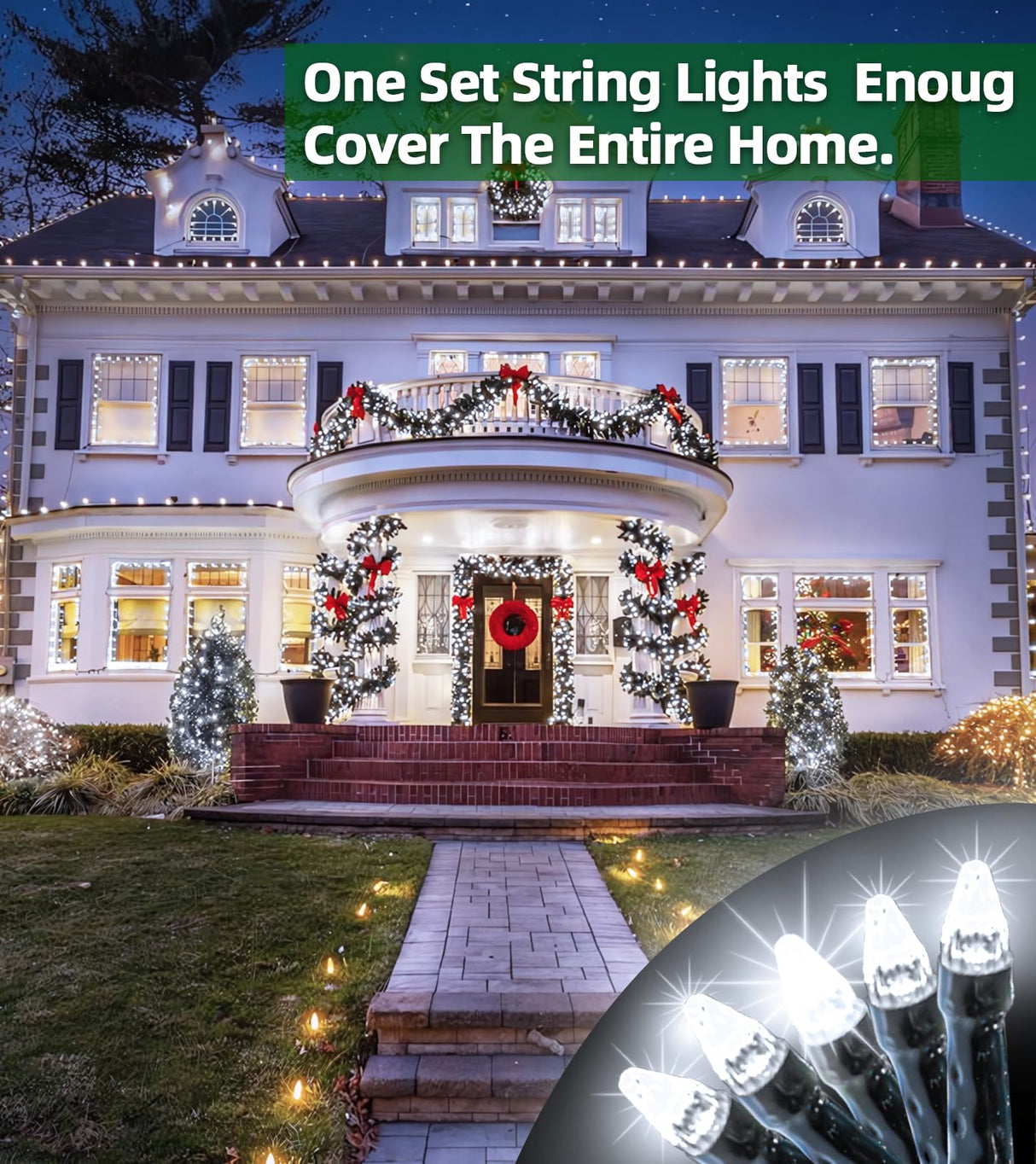 1500 LED 492FT Christmas Lights Outdoors, Green Wire LED String Lights with Timer Memory, Christmas Tree Lights for Indoor Outdoor Christmas Decorations Party Xmas Wedding Garden Patio Cool White