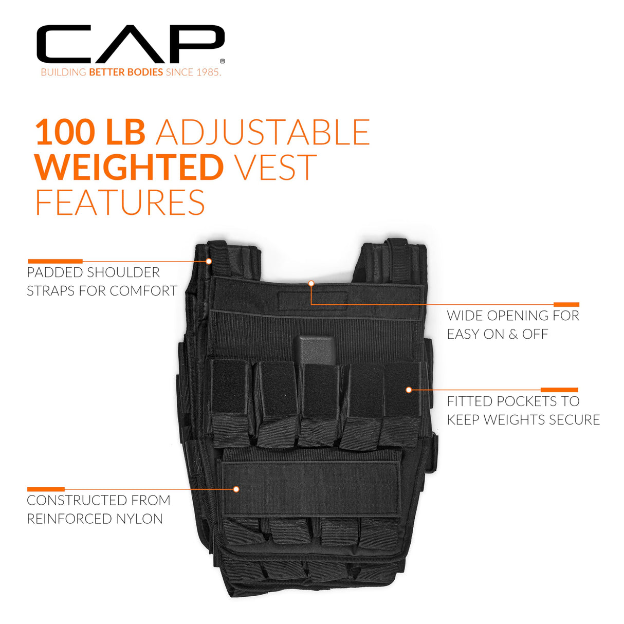 CAP Barbell Adjustable Weighted Vest, 100 lb