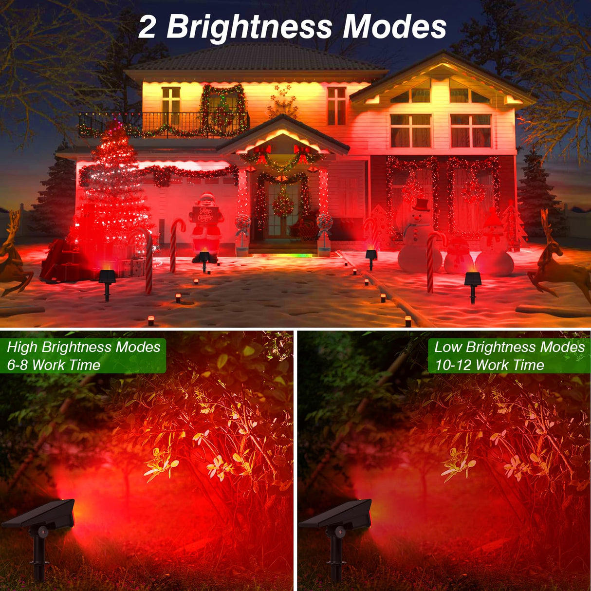 CREPOW Solar Spot Lights Outdoor,20 LED Waterproof IP65 Solar Landscape Light Adjustable Panel Spotlights for Wall Tree Yard Garden Halloween Christmas Red Lights 4 Pack