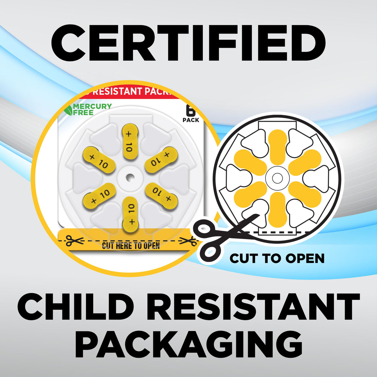 Powermax Size 10 Hearing Aid Batteries, 60 Count Long-Lasting Battery Pack, Yellow Long Tab for Easy Change