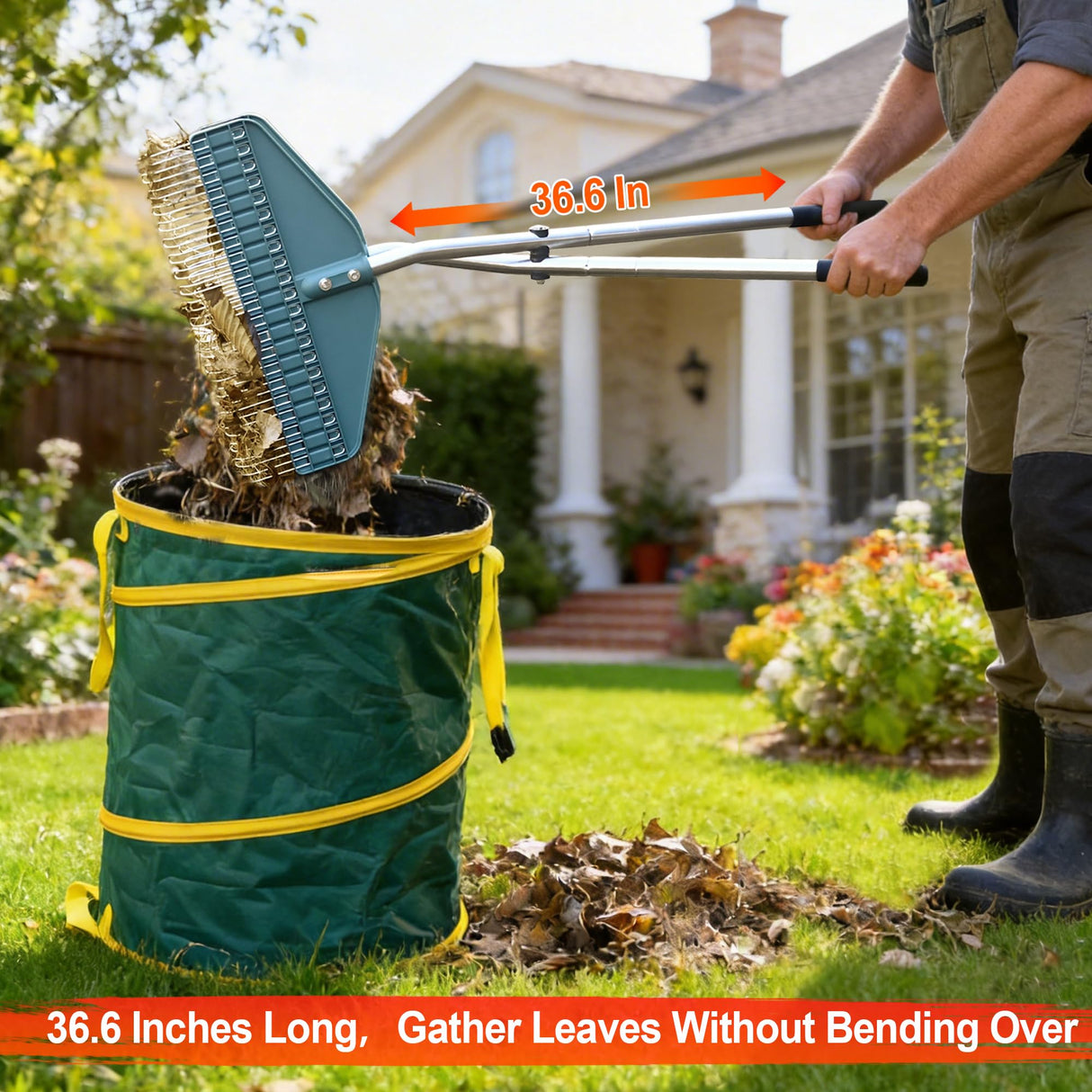YEELOR Leaf Grabber Rake, 36.6 Inches, 3.3 Pounds(Straight Grip)