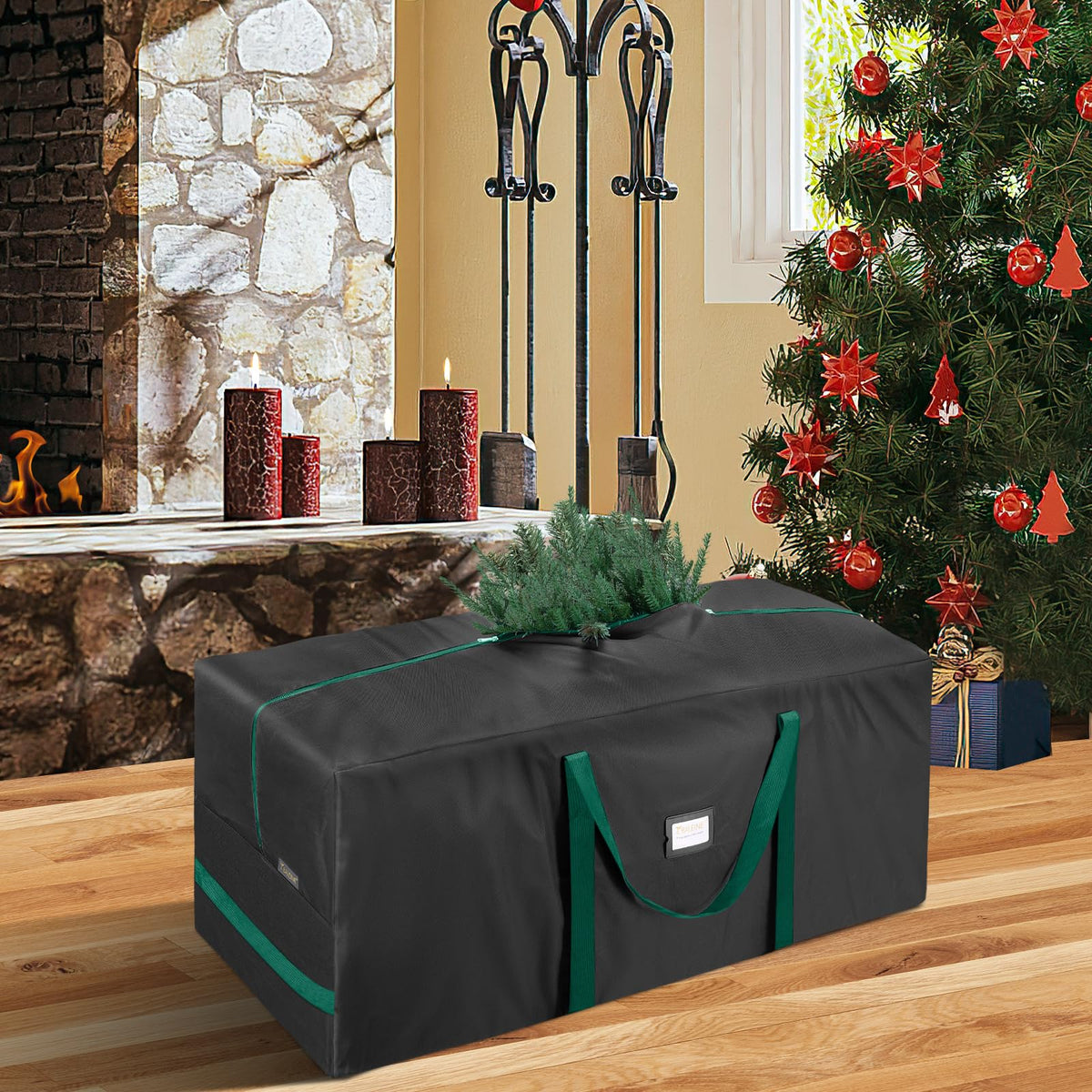 BALEINE 7.5 ft Christmas Tree Storage Bag, Heavy Duty 900D Oxford Fabric with Reinforced Handles and Dual Zippers Wide Opening, Extra Large Storage Container for Trees and Decorations (Black)