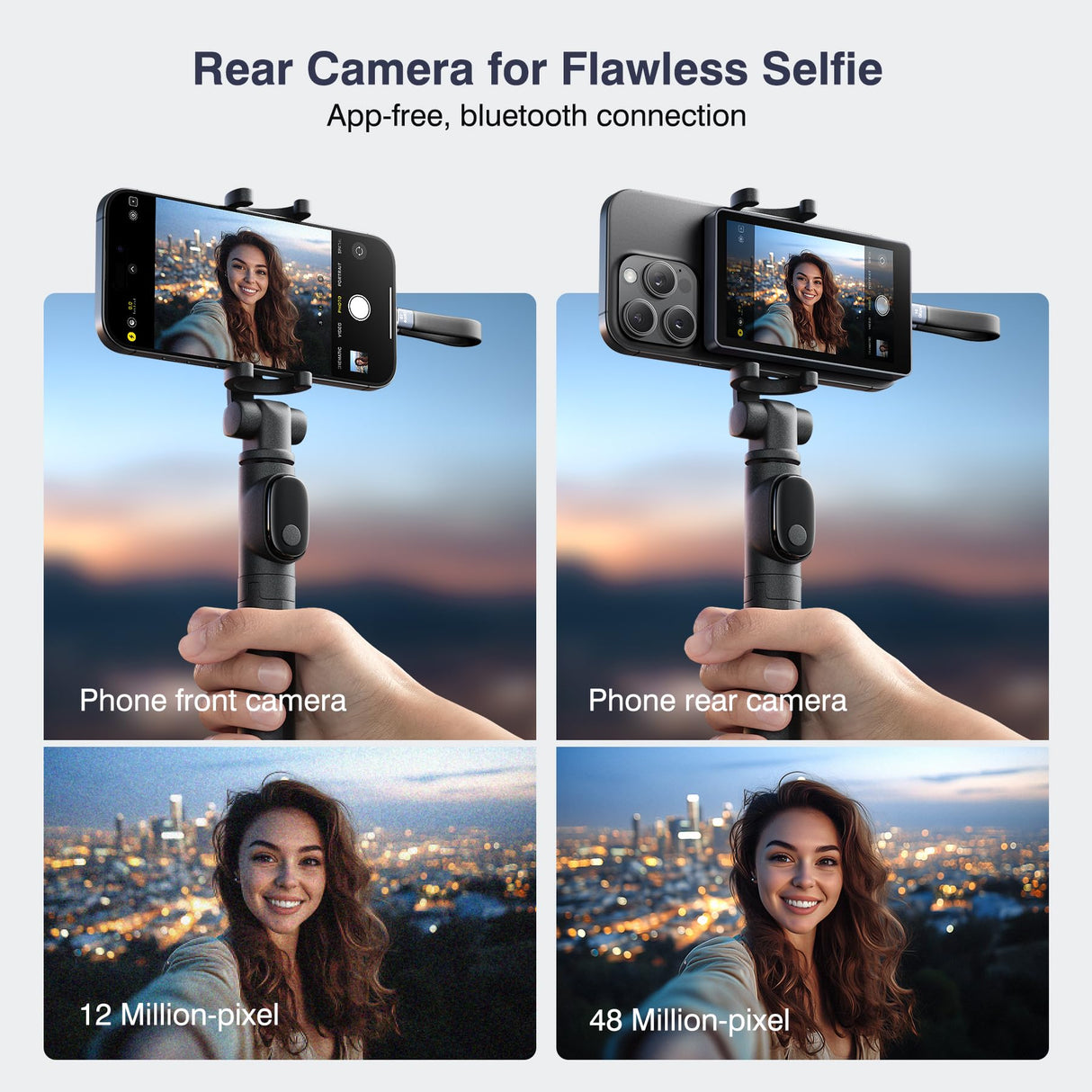 Vlog Selfie Monitor Screen, Magnetic Phone Vlog Selfie Monitor Screen 4K 30fps Bluetooth Remote, Back Camera Monitor for Vlog Live Stream TikTok, Compatible with iPhone & Android