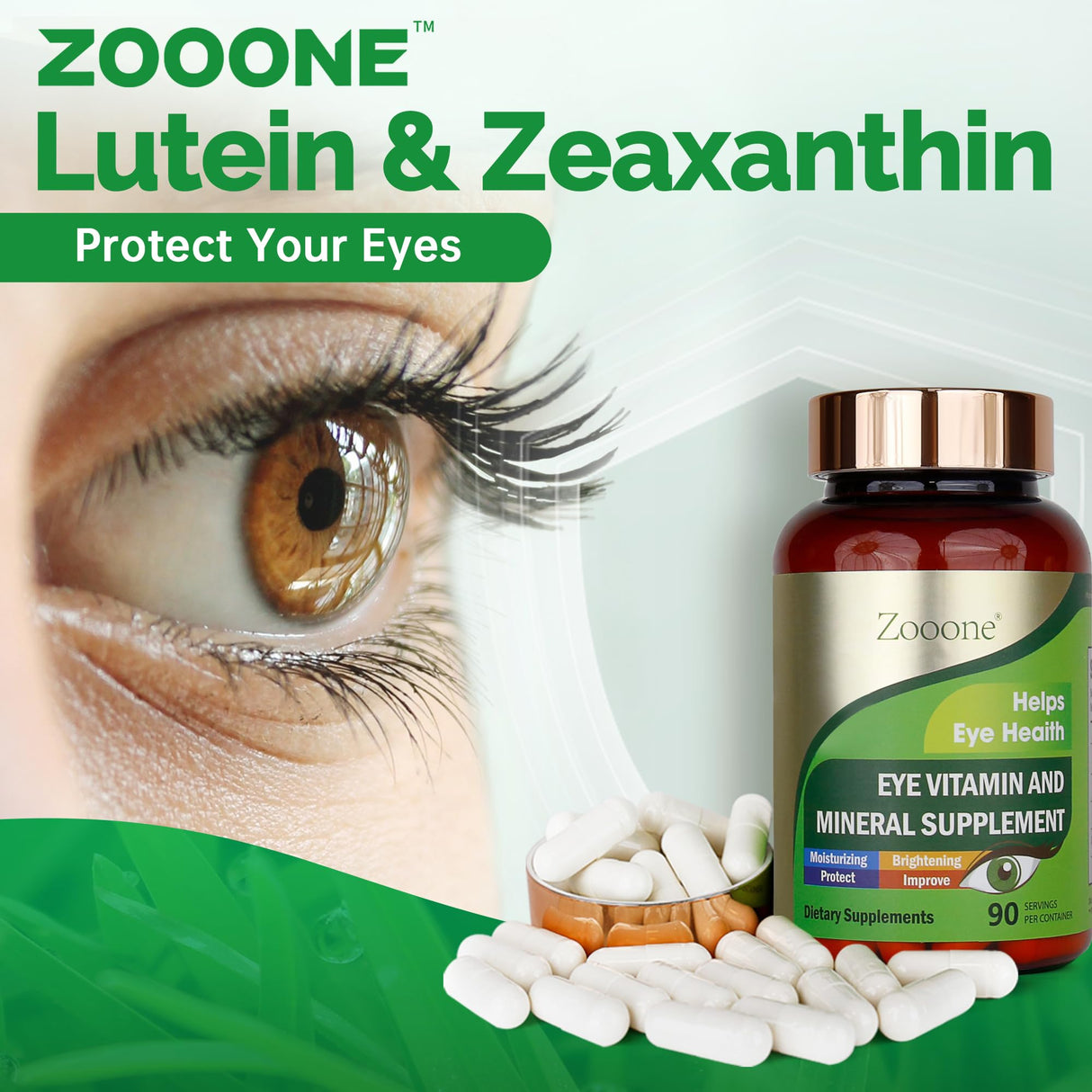 Zooone - Lutein Eye Vitamins Supplement for Macular Health and Dry Eye, Contains Lutein, Zinc, Vitamins C/E & Zeaxanthin to Support Eye Health, 90 Tablets (3)