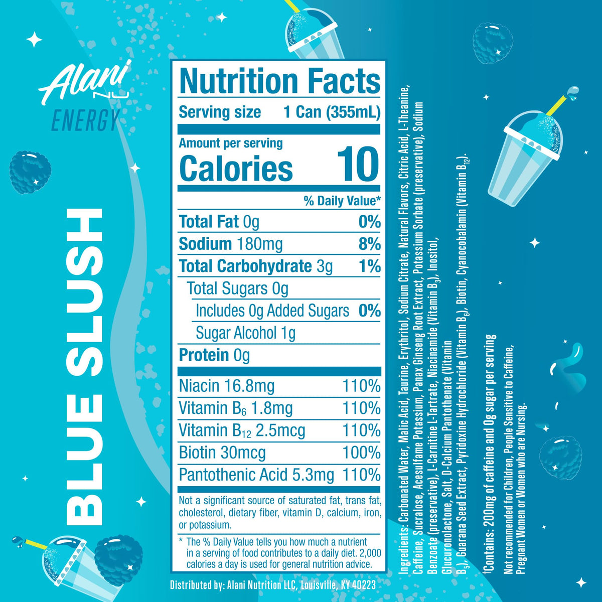 Alani Nu Blue Slush Sugar Free Energy Drink (Pack of 12)