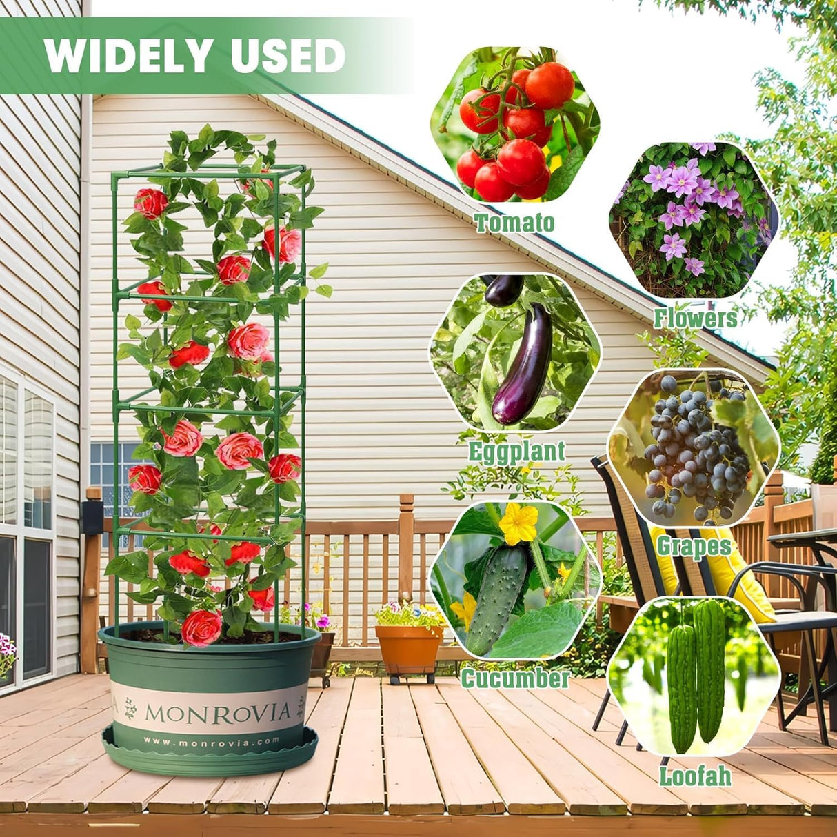 MQUPIN Tomato Cages,3 Packs Square Tomato Cage for Garden Plant Support,41 * 15 * 15in Heavy Duty Steel Plant Tower Stakes Trellis for Climbing Vegetables Flowers Fruits