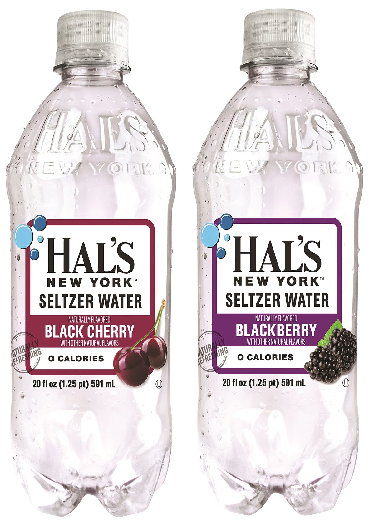 Hal's New York Seltzer Carbonated Flavored Sparkling Water, Multiflavored Variety Sampler Pack, Zero Sugar, Zero Calorie, Zero Carbs, 20 Fl Oz (Cherry Berry Variety Pack, Pack of 24)