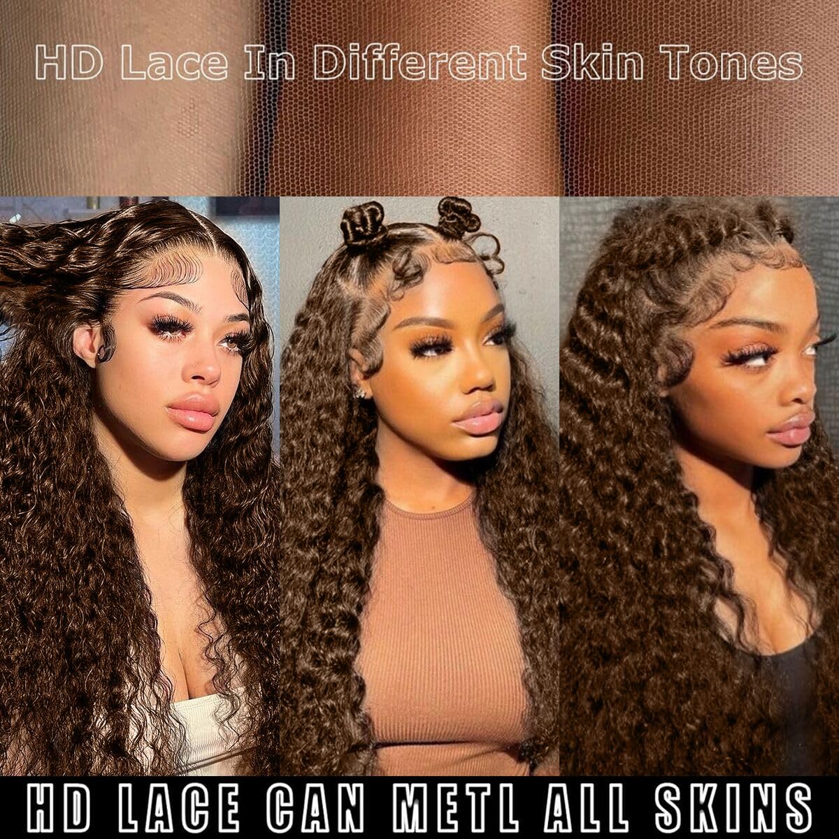 200 Density Chocolate Brown Lace Front Wig Human Hair 30 Inch 13x6 HD Deep Wave Lace Front Wigs Human Hair Colored Deep Curly Lace Frontal Wigs Glueless Wig for Woman Pre Plucked with Natural Hairline