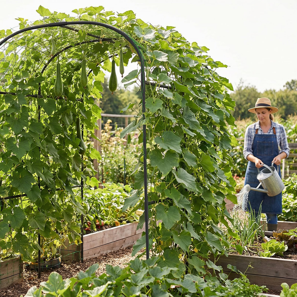 SUNYRISY 71" x 47" x 83" Garden Arch Trellis for Climbing Plants Outdoor