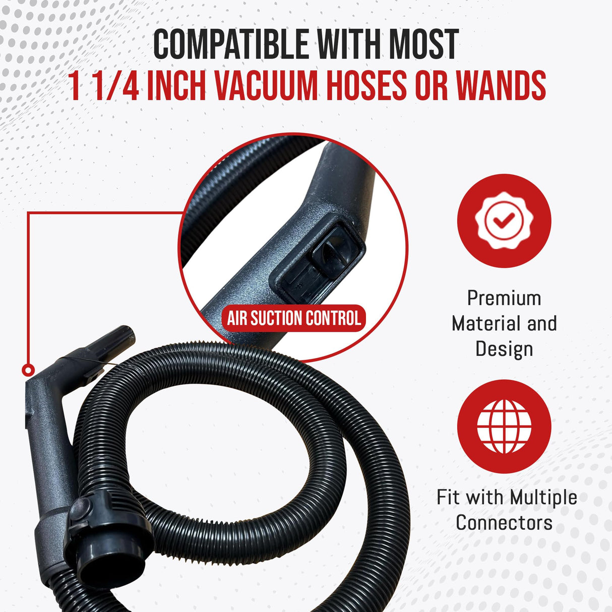 Maresh Products Vacuum Hose Replacement for Eureka & Sanitaire Mighty Mite, SmartVac & Professional Series – Fits Models 3670, 3686, SC3683 & More – Replaces OEM 60289-7 – Crush-Resistant (7 Foot)