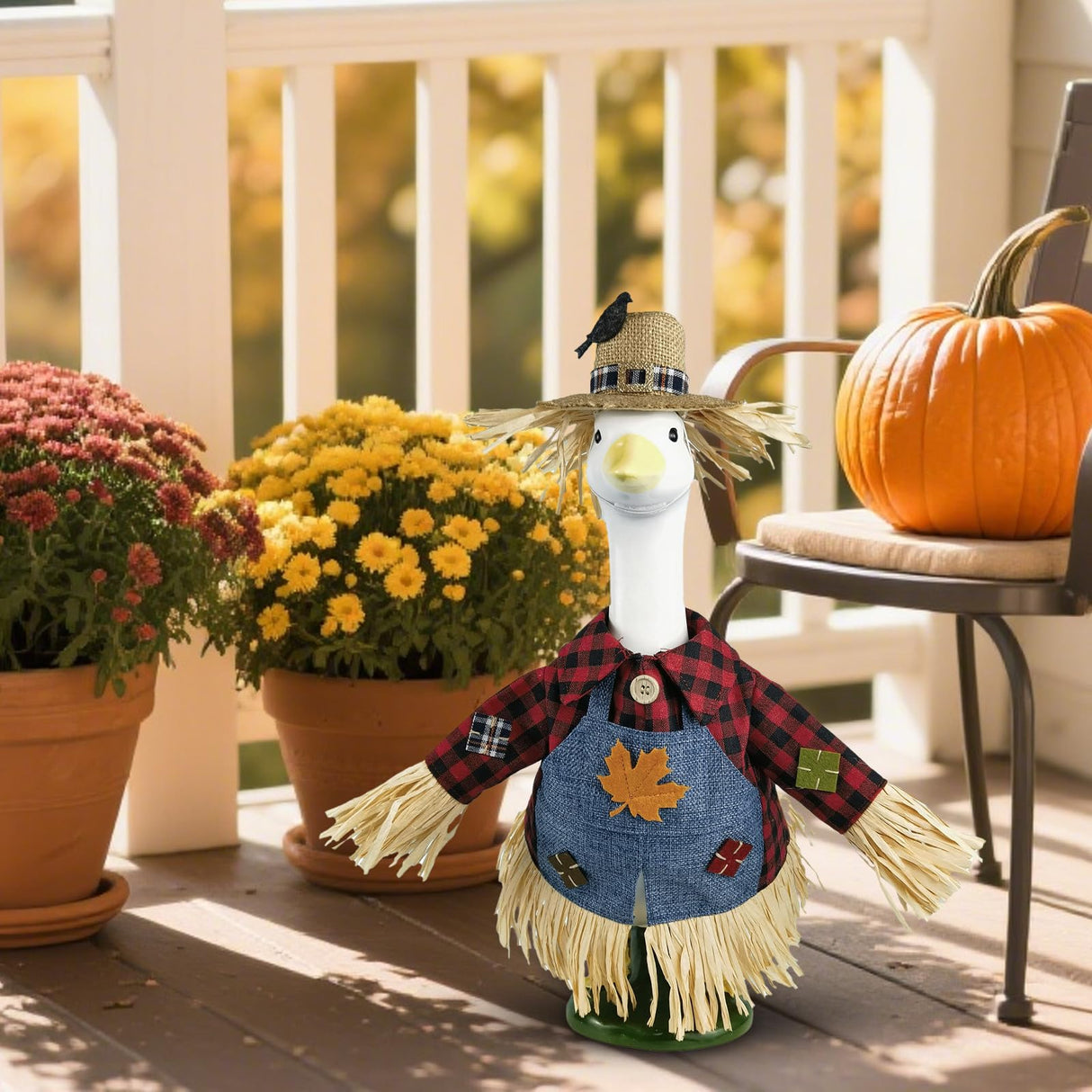 HALSHI Scarecrow Porch Goose Outfits for 23 Inch Lawn Statue, Costume for Plastic/Cement Goose Statue, Seasonal Fall Sculpture Clothes for Garden Yard Patio Party Decoration