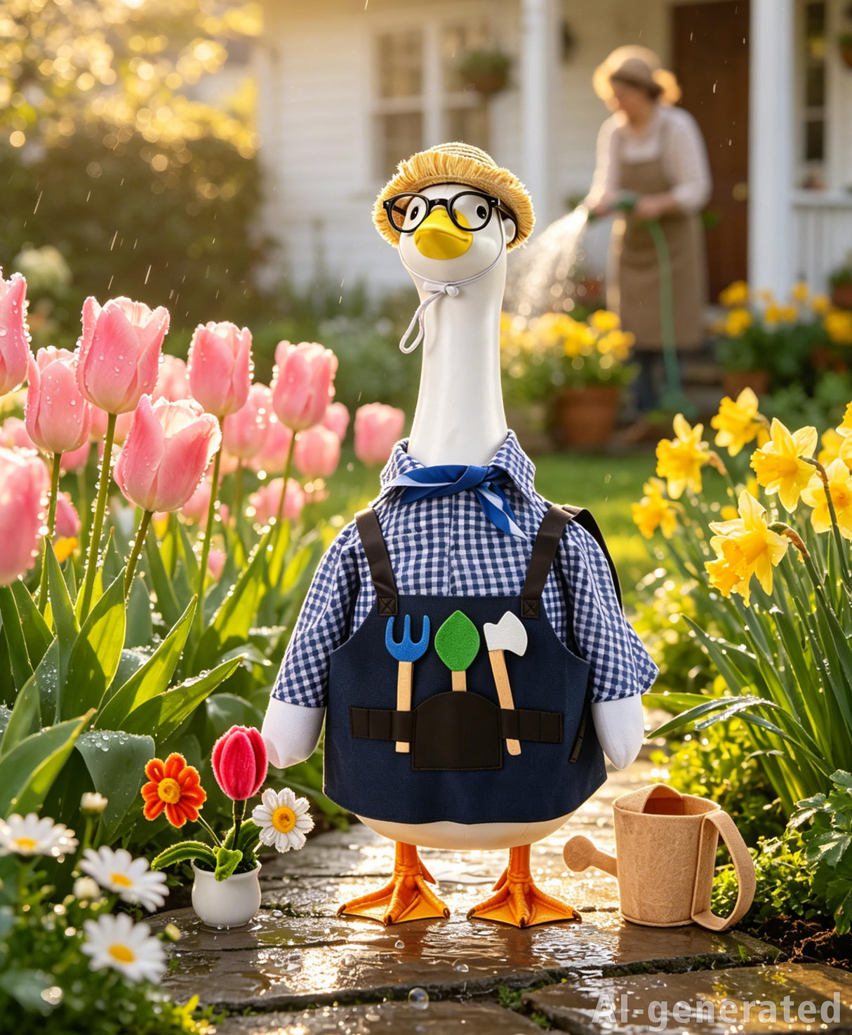 SIQUK Gardener Porch Goose Outfit Porch Goose Clothes Fit 23'' Geese Statue