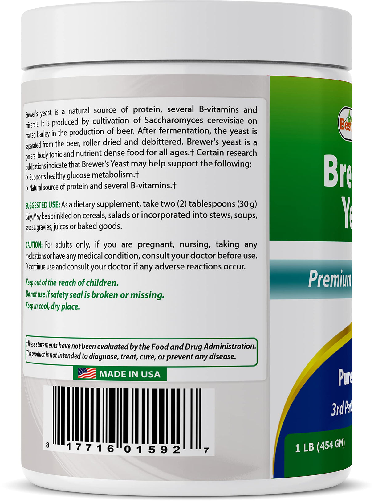 Best Naturals 2 Pack 100% Pure Brewers Yeast Powder - 16 oz - Supports for Increased Breast Milk Supply During Breastfeeding, Lactation, Digestive Health