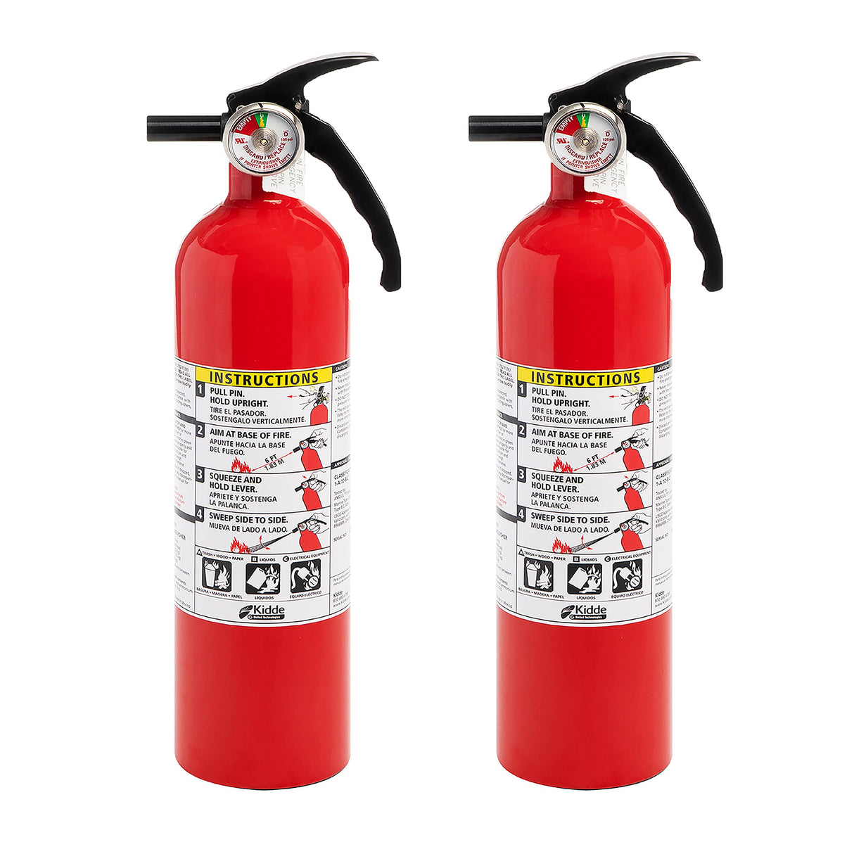 Kidde Smoke Detector with LED Indicators, Fire Extinguisher for Home 1-A:10-B:C Dry Chemical Extinguisher 2 Pack