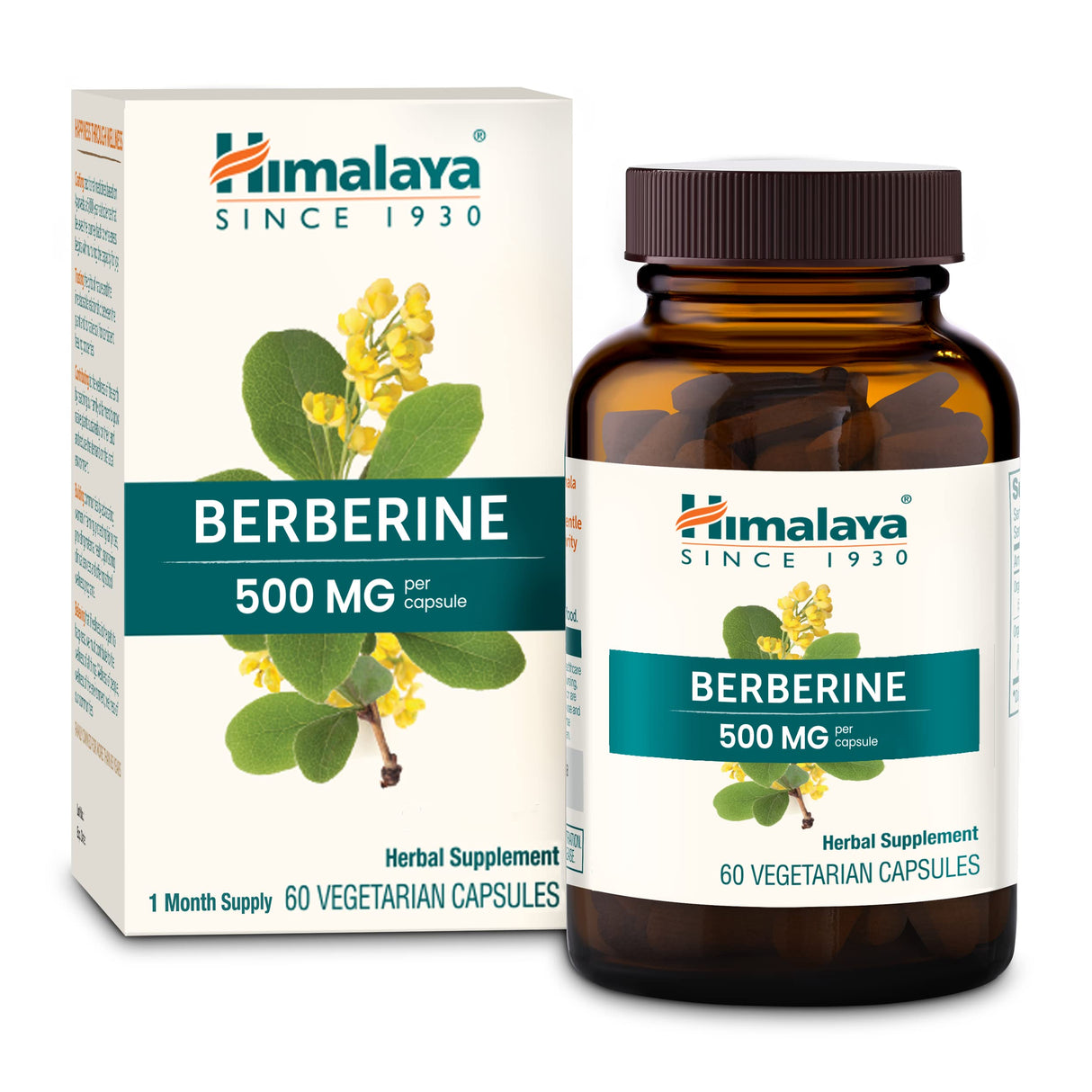Himalaya Berberine for Balanced Support, Digestion & Immune System Support, 500 mg, 60 Vegetarian Capsules, 1 Month Supply