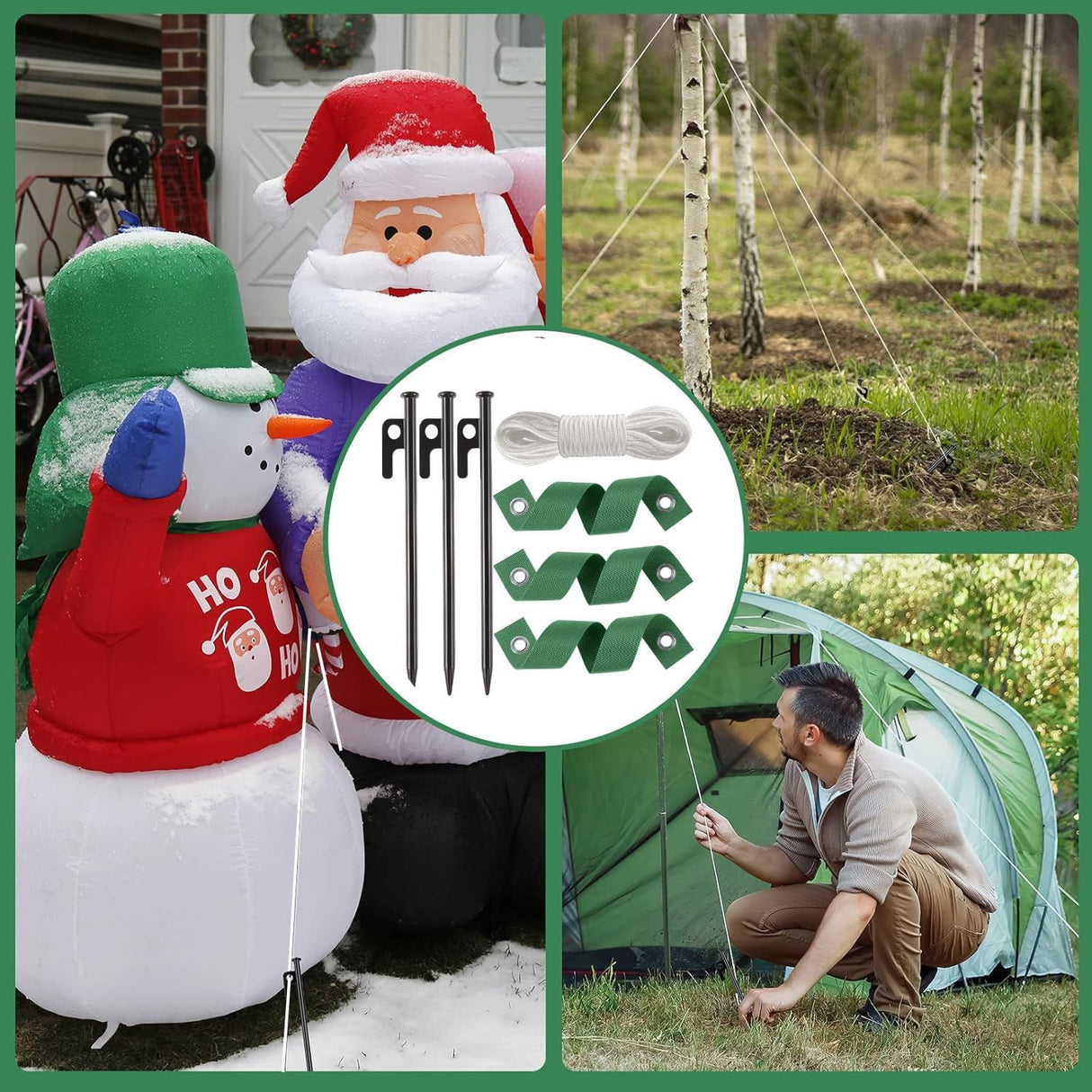 6 Pcs 12 Inch Heavy Duty Steel Tree Stake Kits, Tree Stakes and Supports for Young Trees Against Bad Weather Leaning Tree Anchor Straightening Kit, Bonus Tree Straps & Rope for Anchoring