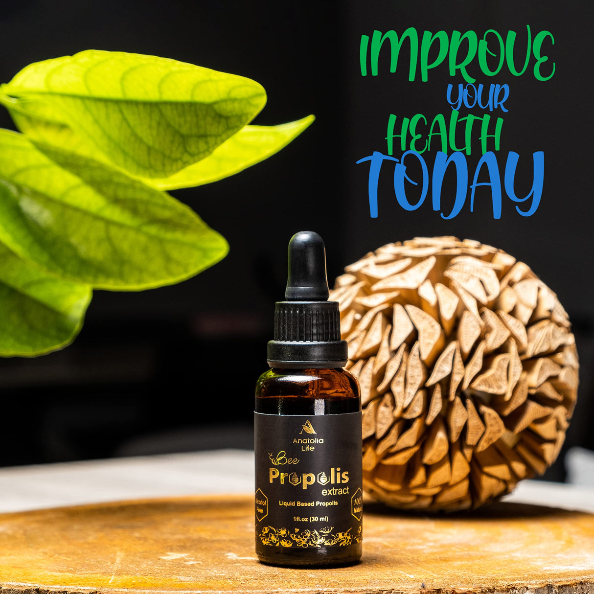 Natural Bee Propolis Extract, 30 mL, Advanced Liquid Tincture Immune System Booster and Seasonal Defense, Pure High Potency Herbal Supplement, Non-GMO and Alcohol Free (1 Pack)