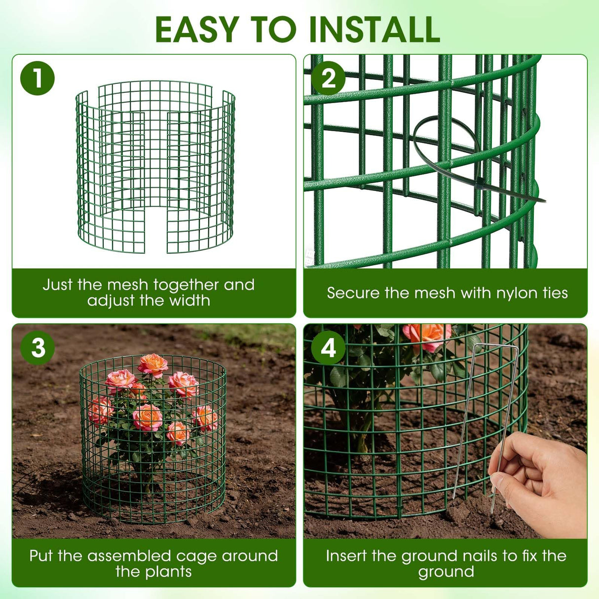 10 Pack Plant Protectors from Animals | 30PCS 13"x13" Metal Wire Mesh Garden Plant Cages for Gardening Supplies | Chicken Wire Cloche Plant Protectors for Rabbits Chickens Ducks