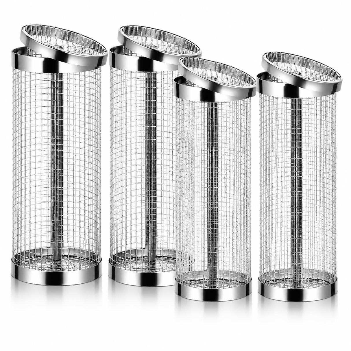4PCS Inground Worm Composting Bin Turn Food Waste into Nutrient-Rich Soil Increase Soil Fertility Stainless Steel Composting Bin with Holes and Lid for Outdoor Garden Vegetable Patch Backyard
