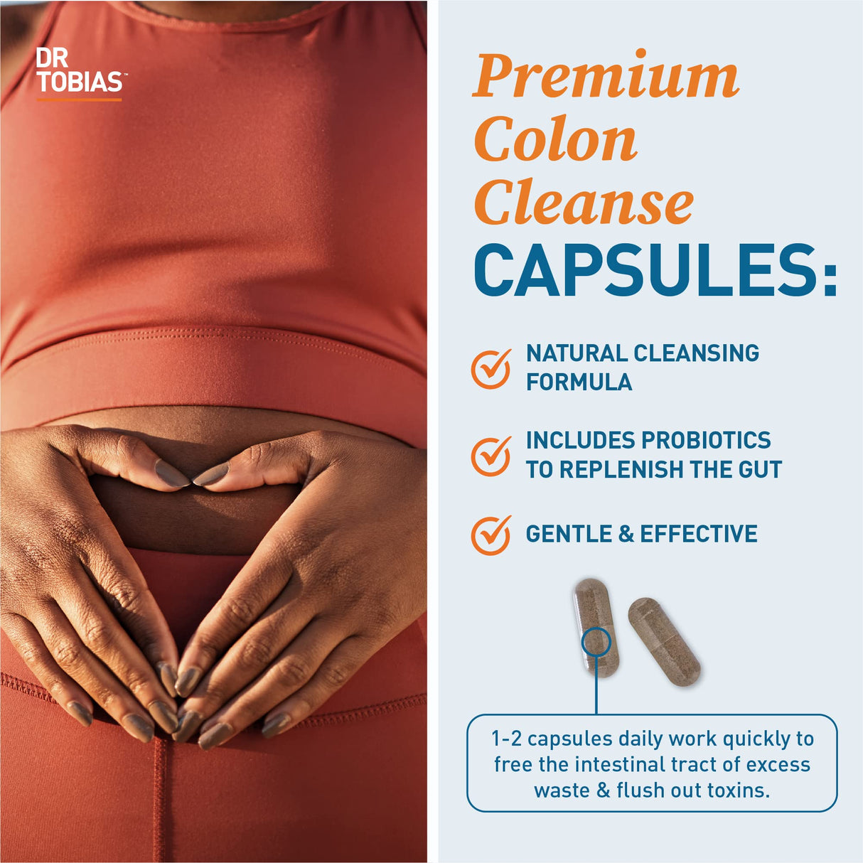 Dr. Tobias Colon 14 Day Cleanse, Advanced Gut Cleanse Detox for Women & Men with Cascara Sagrada, Psyllium Husk, Senna Leaf & Probiotics, Non-GMO Colon Cleanse, 2 Bottles of 28 Capsules (1-2 Daily)