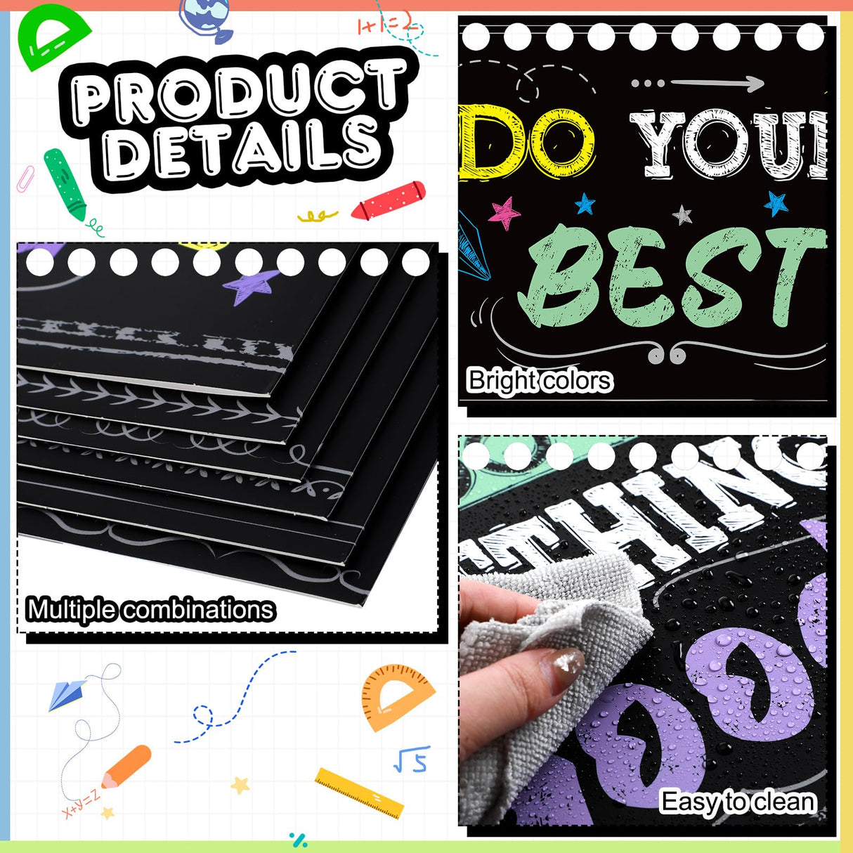 Honoson 24 Pcs Bulk Inspirational Privacy Folders for Students Cardboard Test Privacy Boards Motivational Words Desk Dividers Shield for Classroom School Study Supplies, 6 Styles(Blackboard)