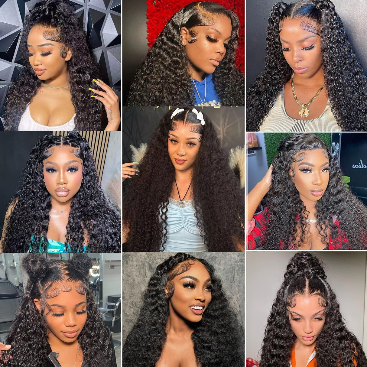 32 Inch Deep Wave Lace Front Wigs Human Hair 13x6 HD Lace Frontal Wigs Human Hair 200 Density Pre Plucked Deep Curly Lace Front Wigs For Women Glueless Deep Wave Wig with Baby Hair Natural Black