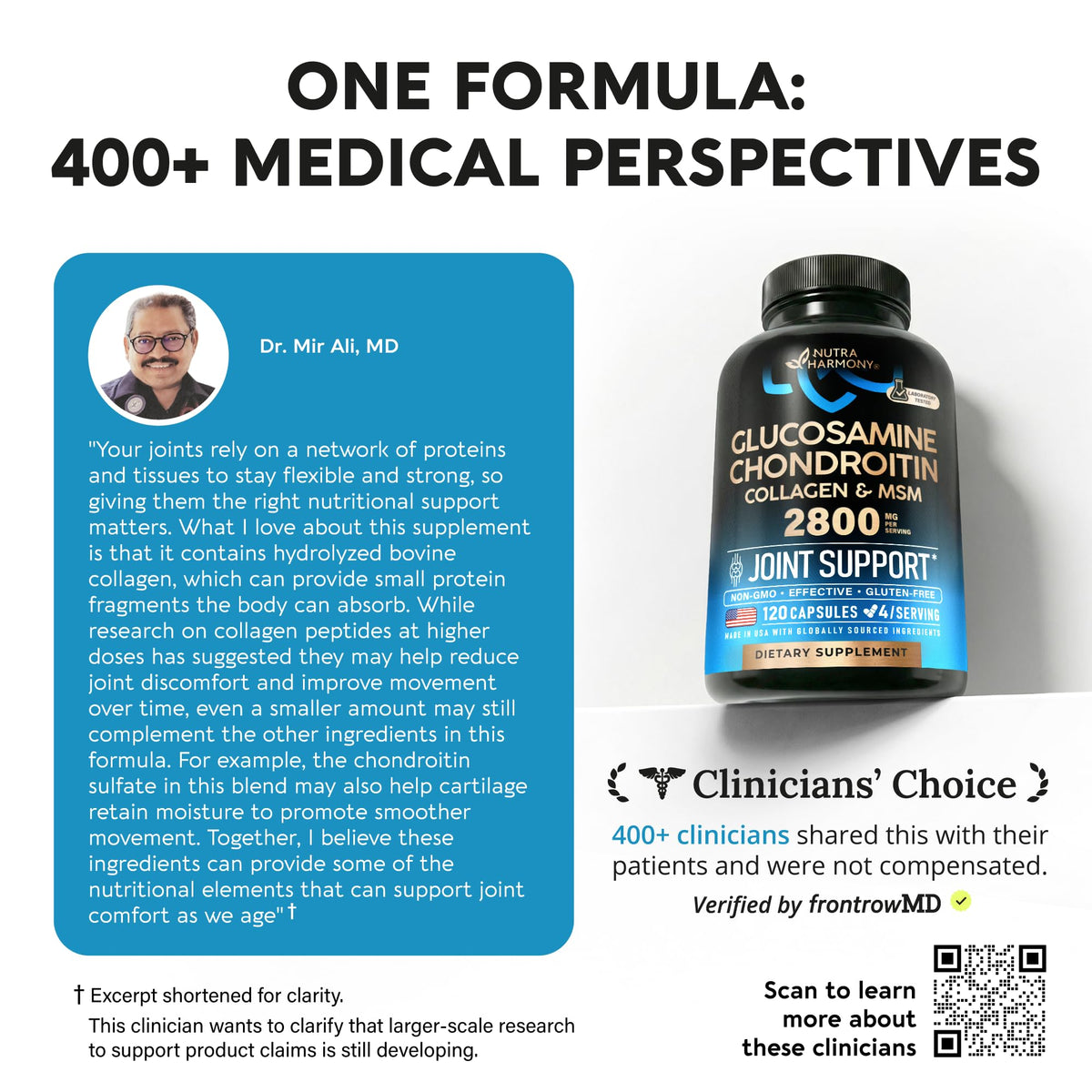 Glucosamine Chondroitin MSM Collagen - Joint Supplements 2800 mg - 120 Caps