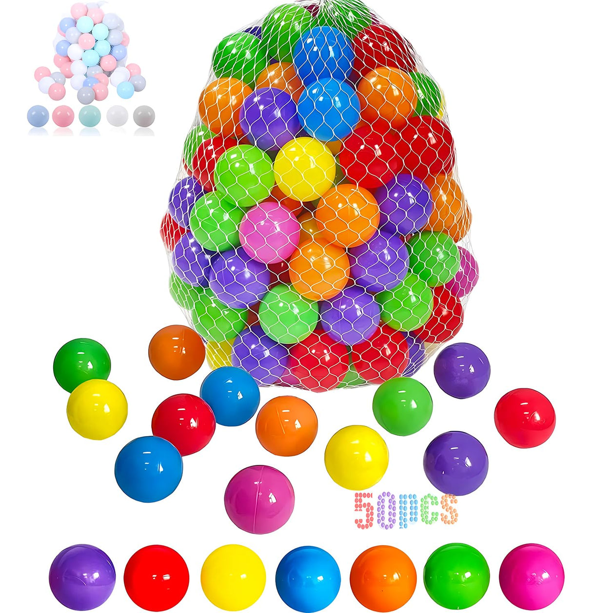 LANGXUN 50 100 200 Balls Soft Plastic Ball Pit Balls for Kids, Gift for Baby Toddler Birthday Christmas, Ball Pit Play Tent, Baby Kiddie Pool Water Toys, Party Decoration