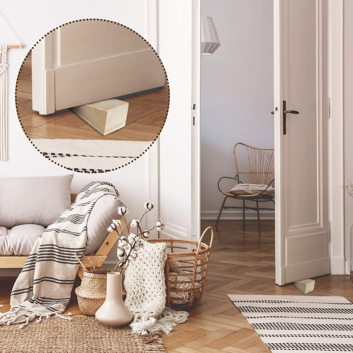 6 Pcs Wooden Door Stopper Wedge Non Slip Firefighter Wood Door Stopper Wedge for Most Surfaces Solid Block