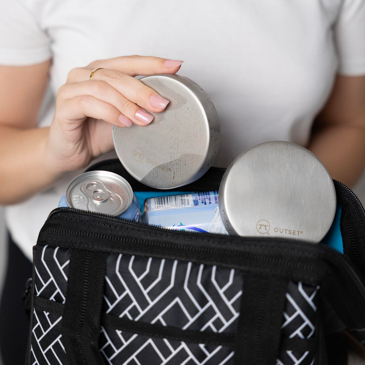 Outset Stainless Steel Round Ice Packs, Set of 2 Travel Ice Packs, 3.75"