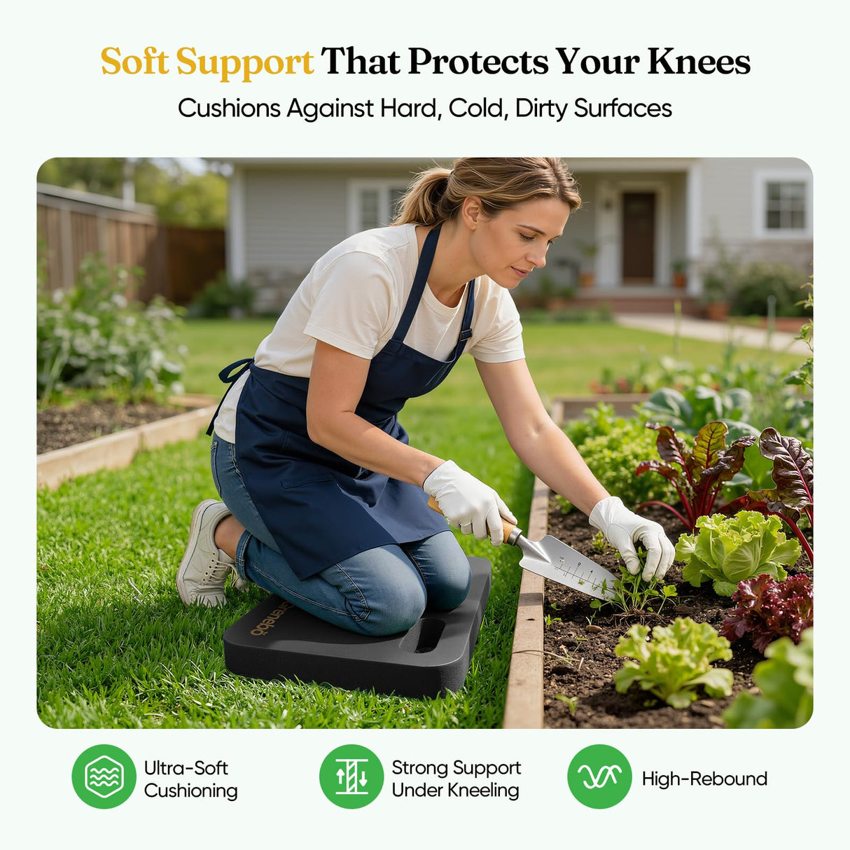 Grenebo High-Density NBR Foam Garden Kneeling Pad, 1.6" Extra Thick Gardening Pads for Kneeling, Ultra Soft Kneeling Pads for Gardening, Work, Exercise, Yoga, 17.3×11×1.6 in (2, Black Purple)