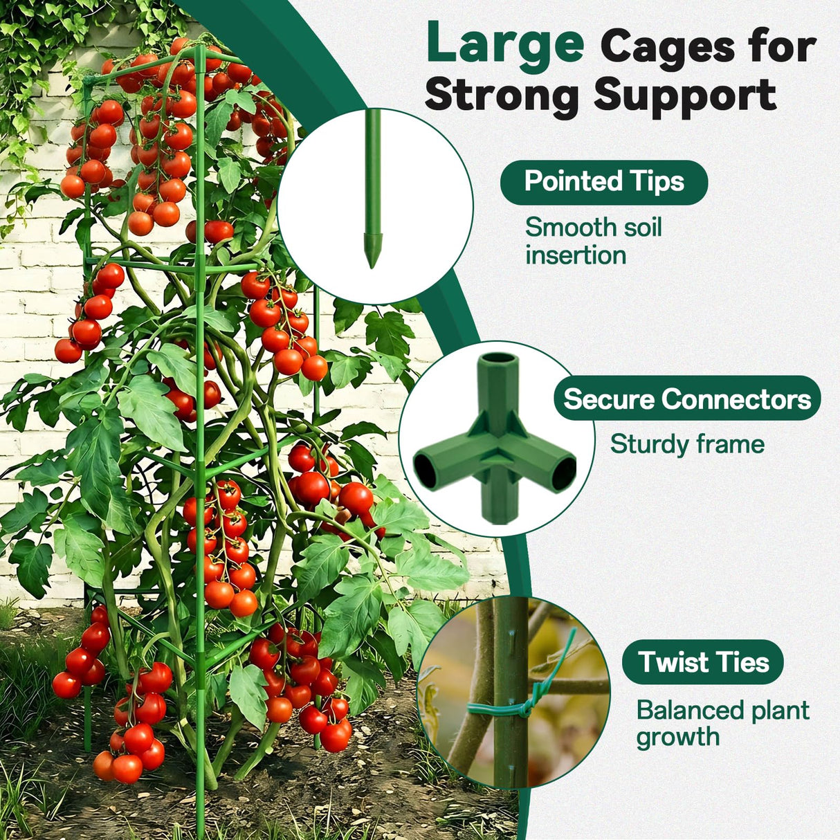 Halatool 3 Pack 60 Inch Adjustable Tomato Cages for Graden