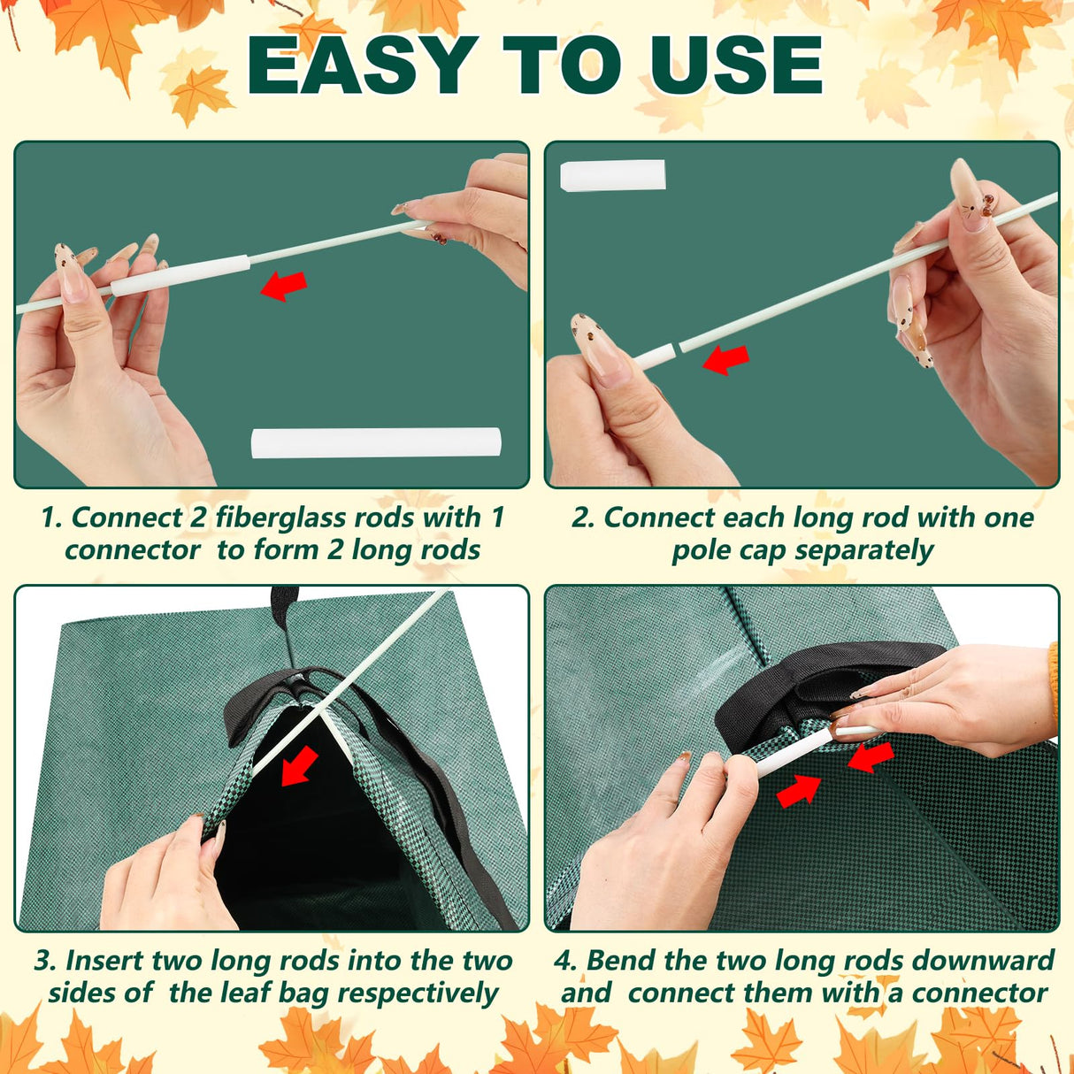60 Gallon Large Leaf Collector, Dustpan-Style Lawn and Leaf Bags, Collapsible Yard Waste Bags Easy Storage & Transport, Reusable Leaf Pick Up Garden Bag for Leaves Grass Debris Lawn Trash
