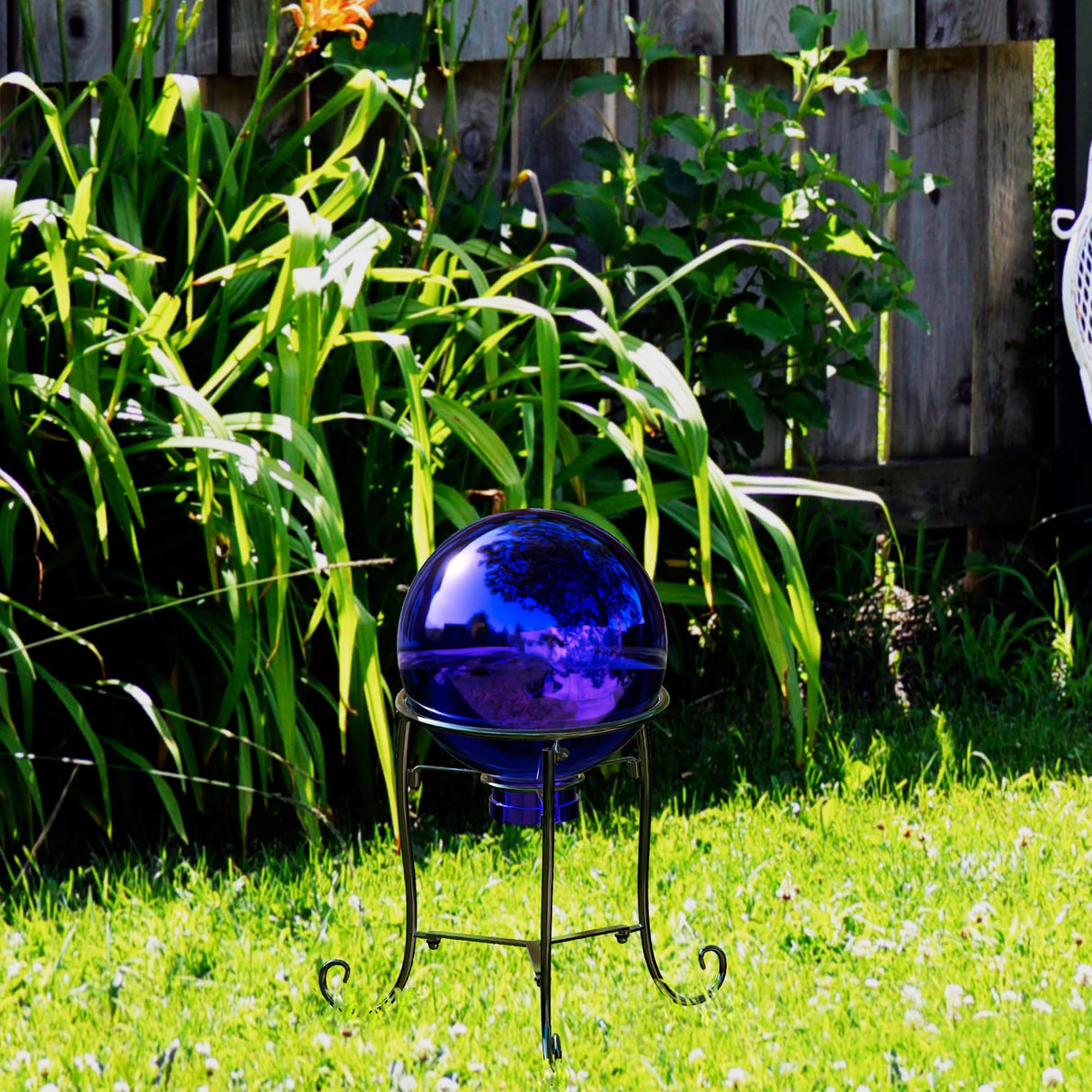 Polyjkl 10" Tall Gazing Ball Stand for 8-10 inch Balls, Black Metal Gazing Globe Display Holder Stands for Outdoor Garden Clearance, 8" L x 8" W x 10" H