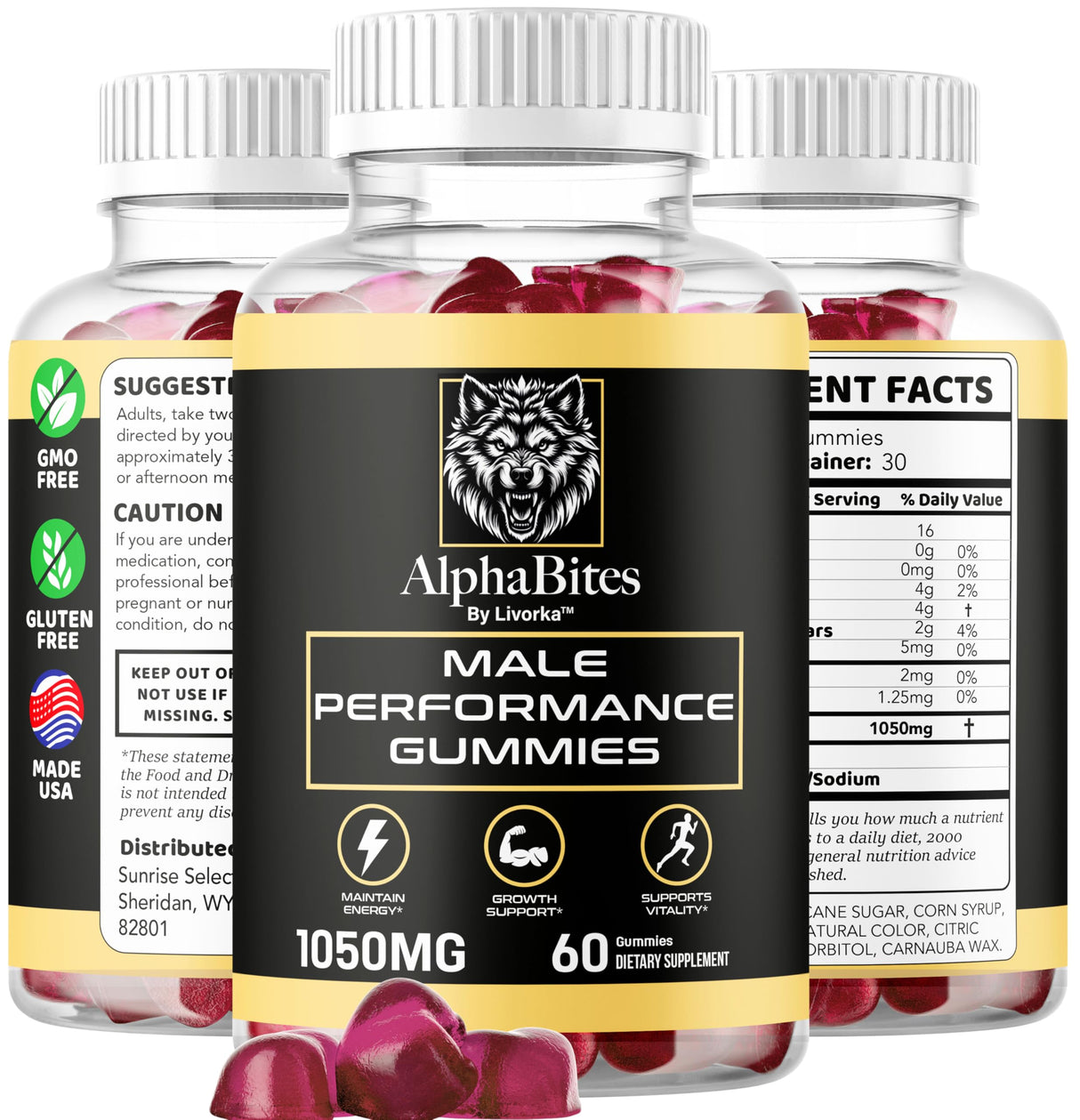 Alpha Bites - Original Formula 7 in 1 Alpha Bites Gummies, AlphaBites for Men, Official Alpha Bites Advanced Premium Formula Performance and Energy, Alpha Bite Gummy Reviews, for 1 Month