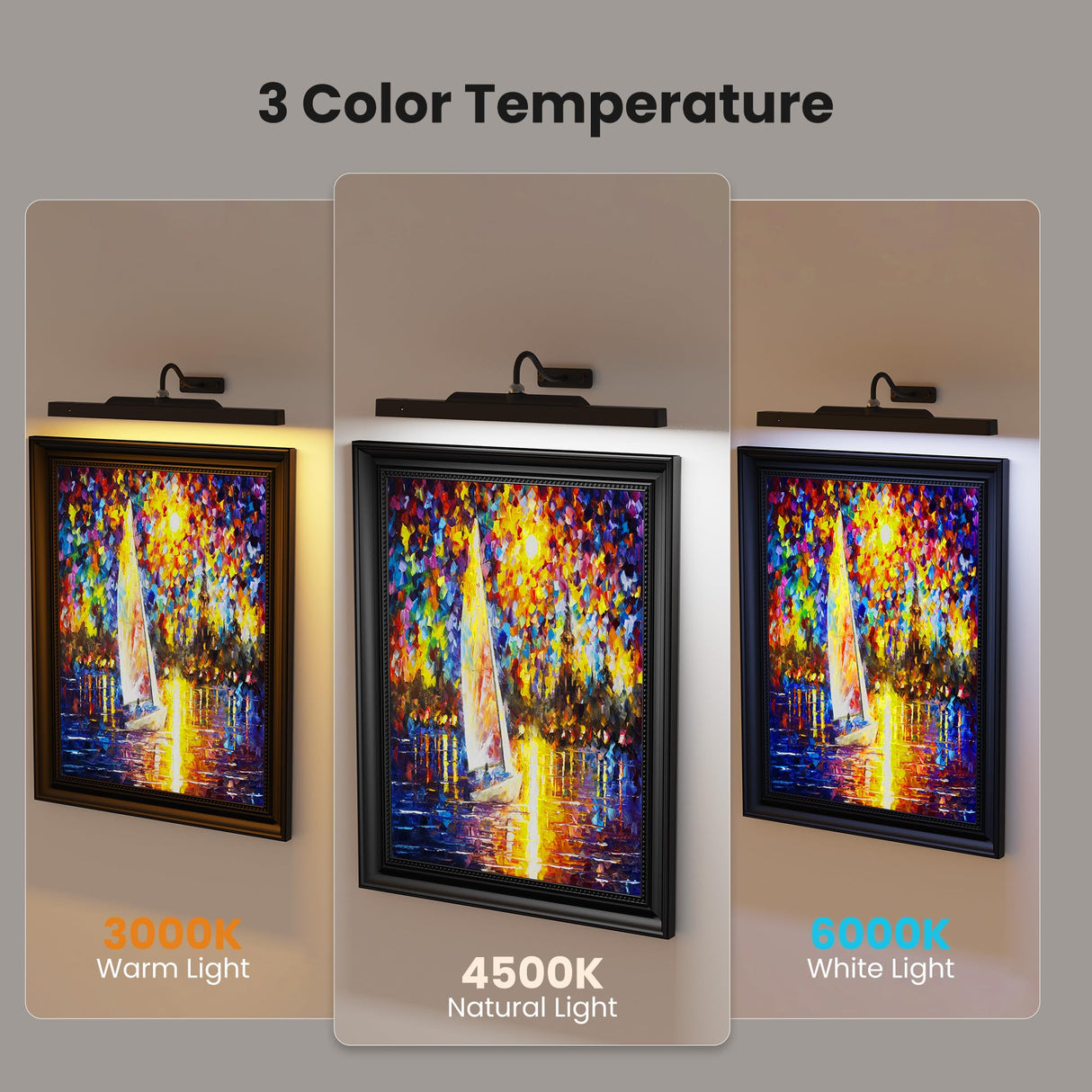 Craftersmark Dimmable Cordless Picture Light for Wall 16in, 5000mAh Rechargeable Battery Wall Sconce Art Light, CRI 95+ 350LM Wall Light for Gallery Artwork, Paintings, Photo,Portraits - Black