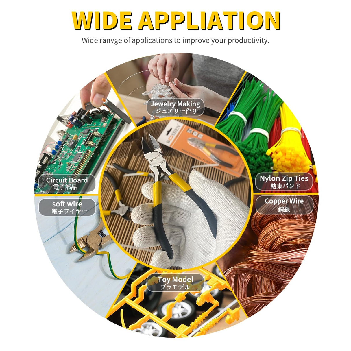 BOOSDEN 5" Wire Cutters, 5 Pack, Precision Cutting Pliers, Ultra Sharp Wire Snips Wire Clippers, Spring Loaded Flush Cutter, Diagonal Cutting Pliers for Jewelry Making Crafting, Wire Cutters Set