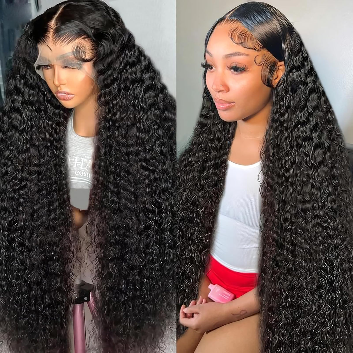 GYAJEP 32 inch Deep Wave Lace Front Wigs Human Hair 13x6 HD Lace Front Wigs Human Hair Pre Plucked 200% Density Deep Wave Wig Human Hair with Baby Hair Natural Color