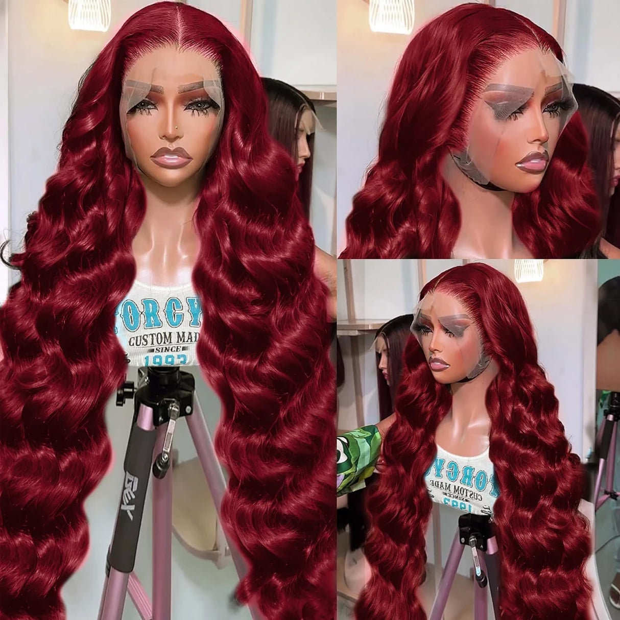 28 Inch 99j Burgundy Lace Front Wigs Human Hair Red Burgundy Wig Human Hair 180% Density 13x6 Body Wave Lace Front Wigs Human Hair Pre Plucked Glueless Lace Front Wigs Human Hair Wigs for Women