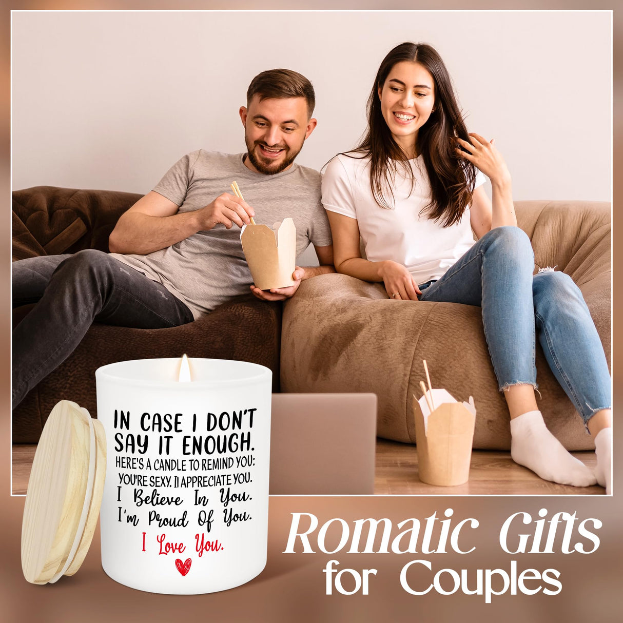 TEEZWONDER Christmas Couple Gifts for Her Wife Women Girlfriend - Vanilla Lavender Candle 10 oz - Engagement Gifts for Her, Romantic Candles for Anniversary Wedding Gift, Husband Birthday Gift for Him