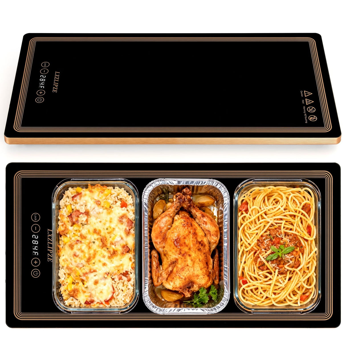 Electric Warming Tray for Food (Long 24x12 Inches), Warming Trays with 12 Temp-Settings,Built-in Thermostat and Full Surface Heating,Versatile Food Warmers for Parties Buffet,Gatherings,Daily Use