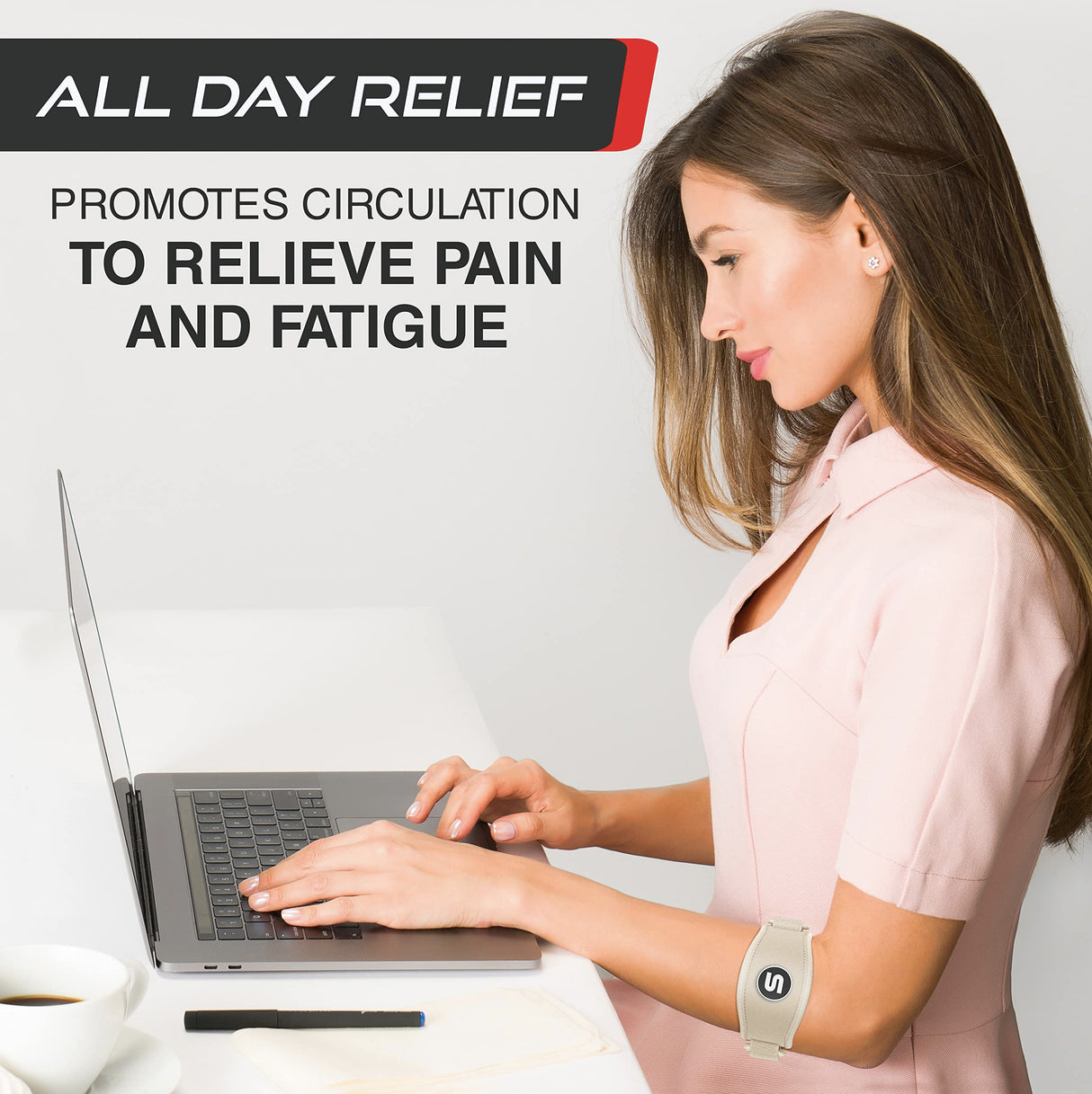 Sleeve Stars Tennis Elbow Brace for Women - Adjustable Tennis Elbow Strap, Golfers Elbow Brace for Men, Counterforce Brace for Tennis Elbow for Tendonitis Relief, Fits 9"-23" (Single/Beige)