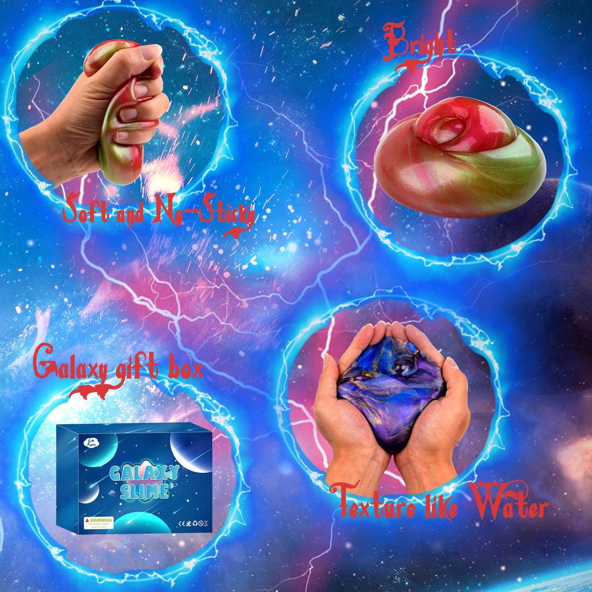 Galaxy Slime Kit with 60 Pack,Slime Party Favors for Kids, Non Sticky,Wet,Soft Sludge Toy Mini Slime Bulk for Boys Girl, Stress Relief,Goodie Bags, Christmas Stuffers