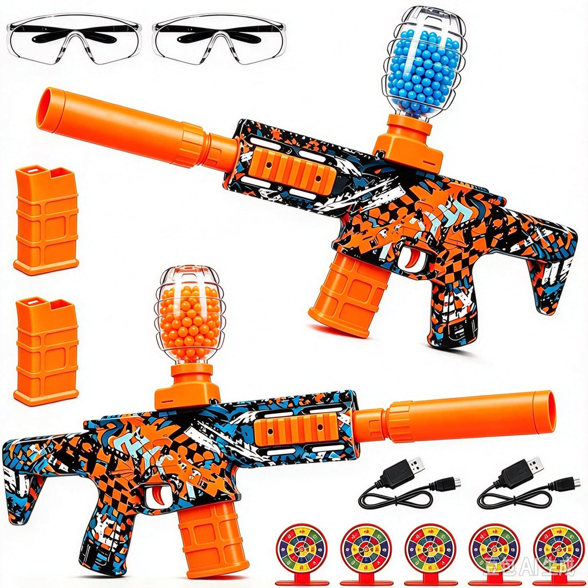 2 Pack Gel Ball Blaster Automatic Electric Splatter Toys with 60000+ Balls