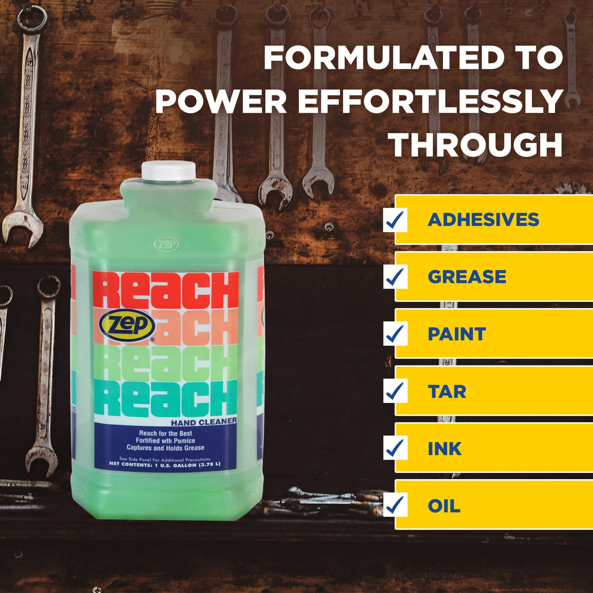 Zep Reach Industrial Strength Hand Cleaner - 1 Gallon (Case of 4) 92524 - Removes Stubborn Shop Soils