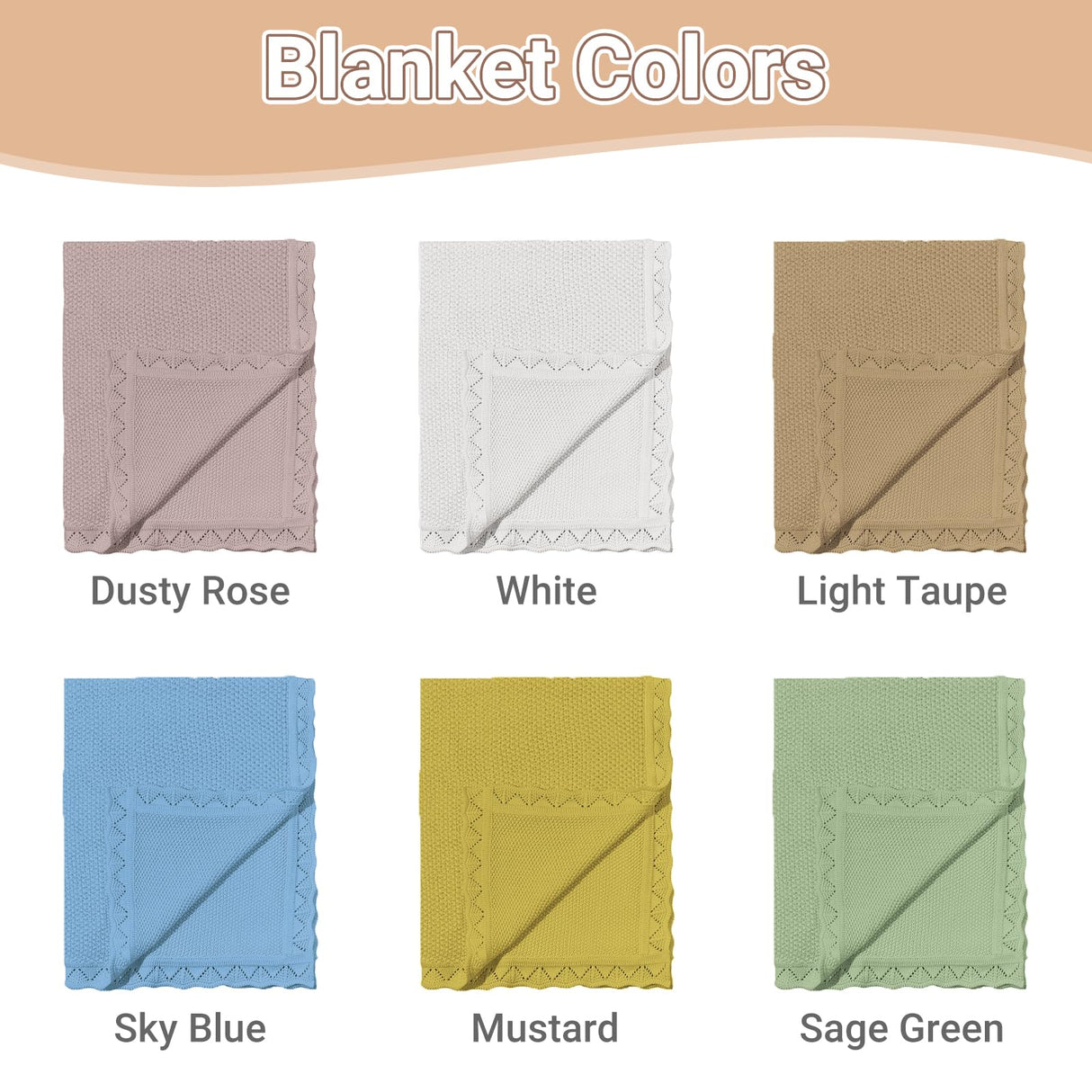 WNNNS Personalized Baby Blanket 100% Cotton Embroidered Name Knit Blanket Custom Baby Blanket for Boys Girls Customized Baby Gift for Christmas Baby Shower for Newborn Toddler Stroller Blanket