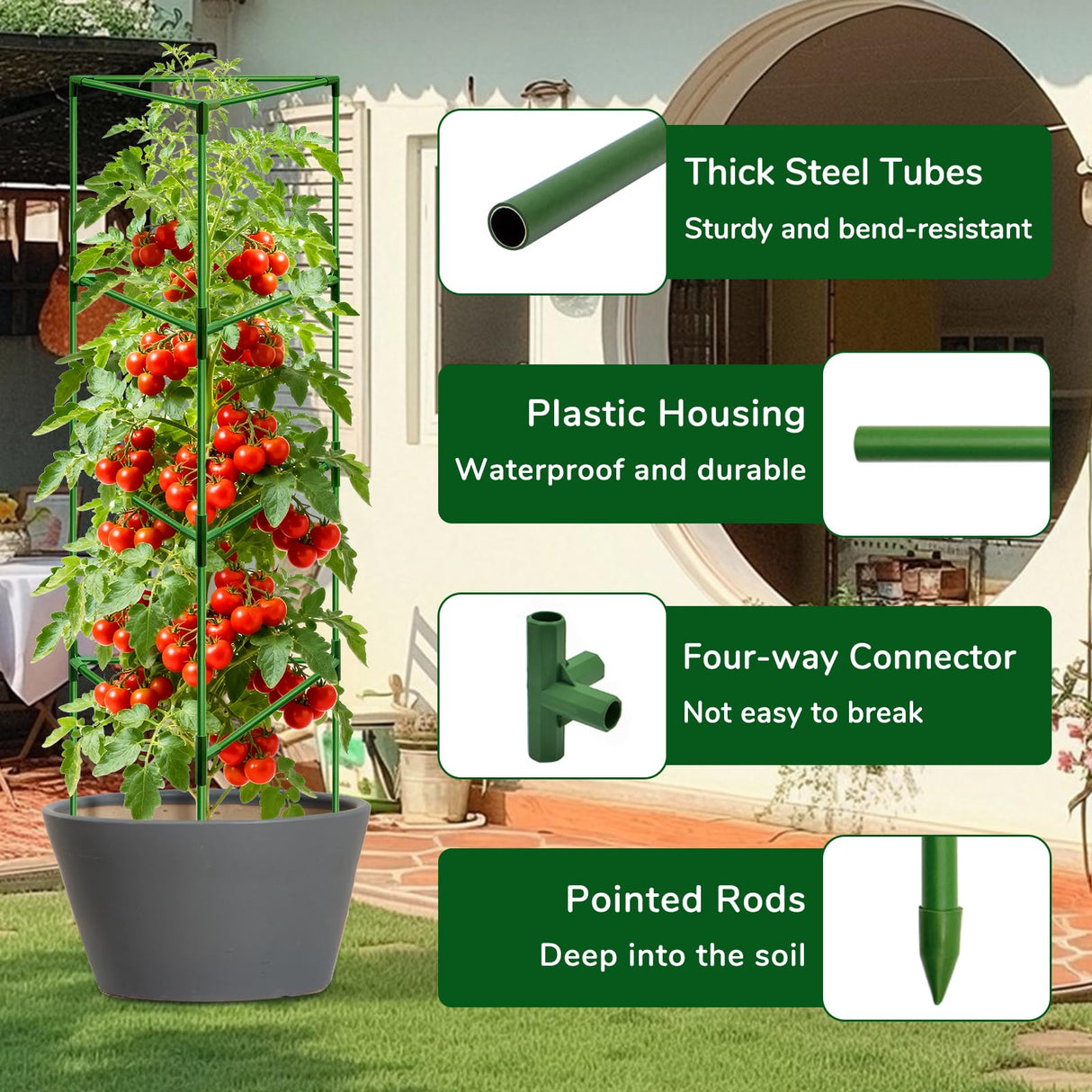 ZeeDix 65 Inch 4 Pack Heavy Duty Tall Tomato Cages for Garden