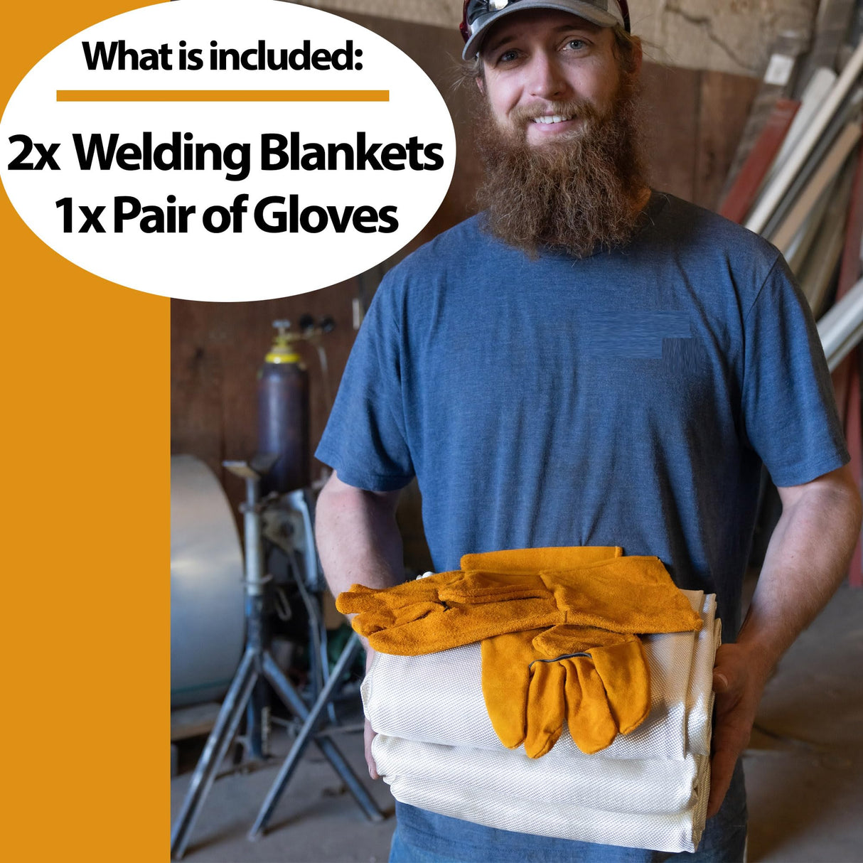 Supa Ant Welding Blanket Fireproof (Pack of 2) - Heavy Duty Weld Fire Blanket Tools - Welders Cover for Men Curtain - 6x8in with Gloves - Large Welding Gear for Welder Accessories/Emergency Supplies