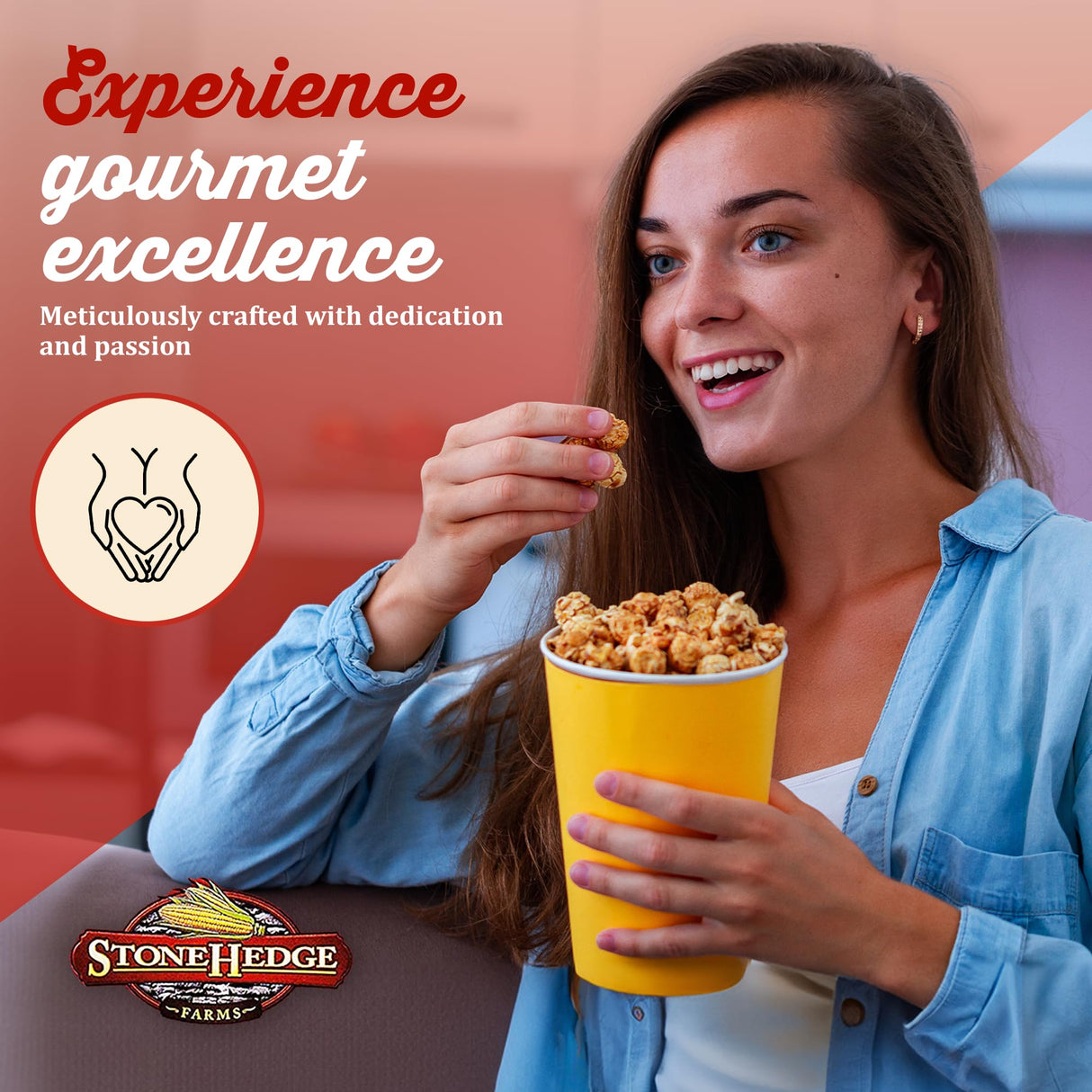 Stonehedge Farms Caramel Flavored Popcorn | 32 oz Large Tub | Perfect for Holidays and Christmas | Bulk Gourmet Popped Sweet Snacks | Made in the USA