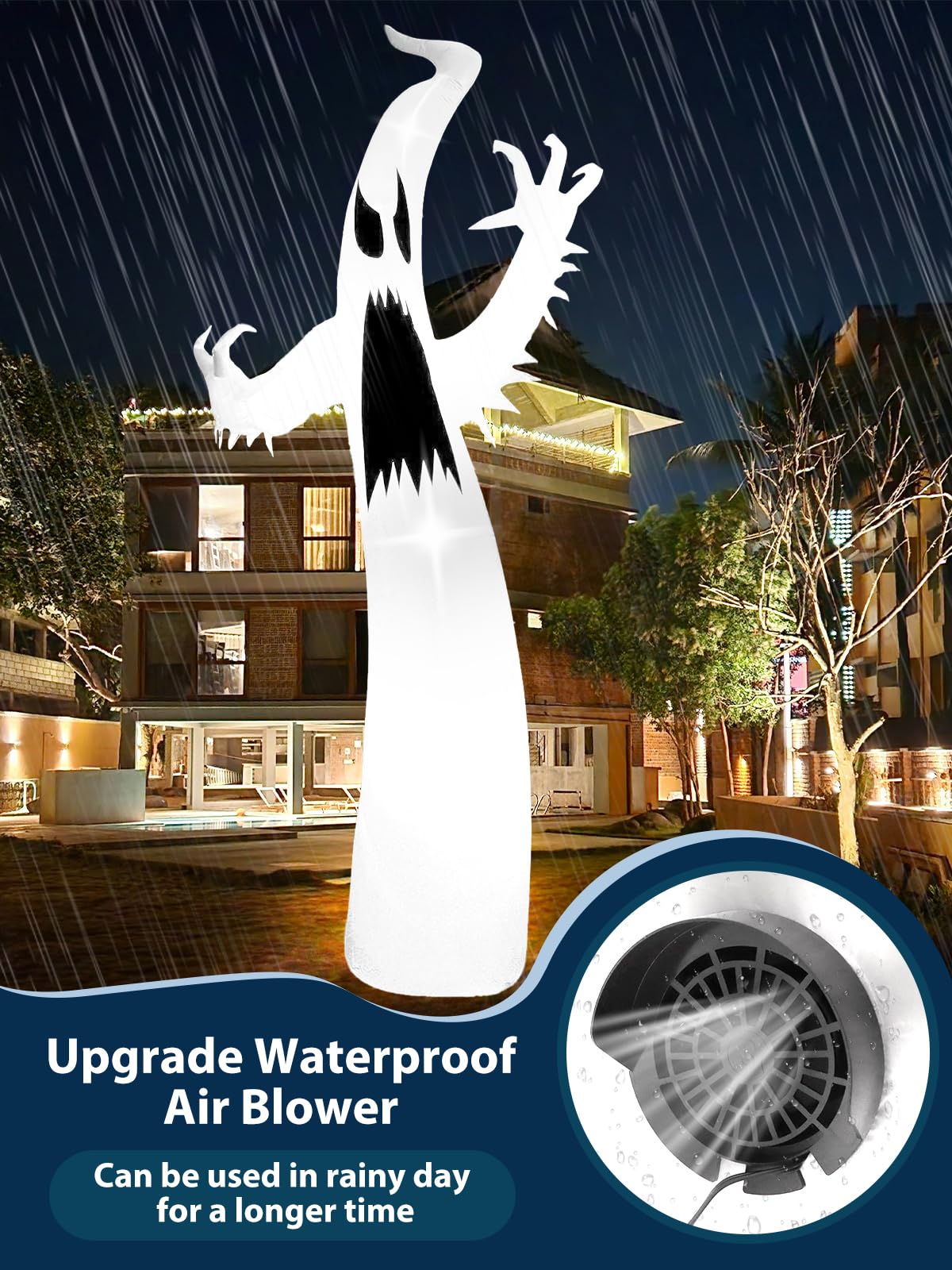 Lorvain 2.5A Replacement Air Blower for Inflatables, Replacement Inflatable Air Fan Blower with 10 White LED Lights & 12v/3A Adapter for Halloween Christmas Outdoor Inflatable Fan Blowers